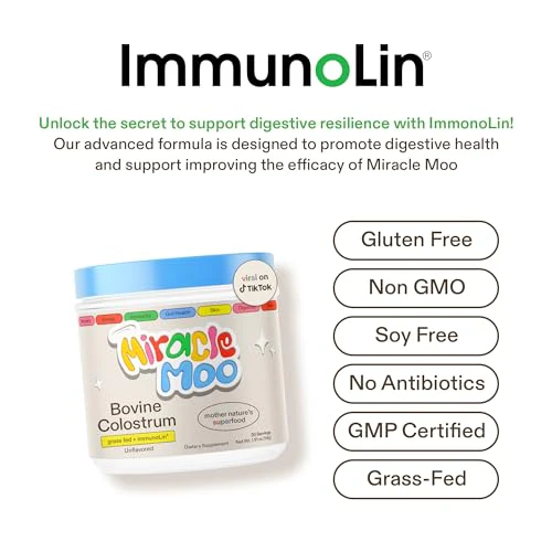 Colostrum Supplement for Gut Health, Hair Growth, Beauty and Immune Support - Easy to Mix Grass Fed Bovine Powder - Highest IgG Plus ImmunoLin, Unflavored (30 Servings) - Image 2