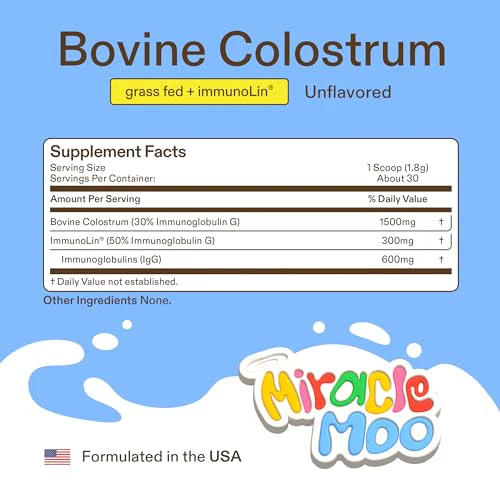 Colostrum Supplement for Gut Health, Hair Growth, Beauty and Immune Support - Easy to Mix Grass Fed Bovine Powder - Highest IgG Plus ImmunoLin, Unflavored (30 Servings) - Image 6