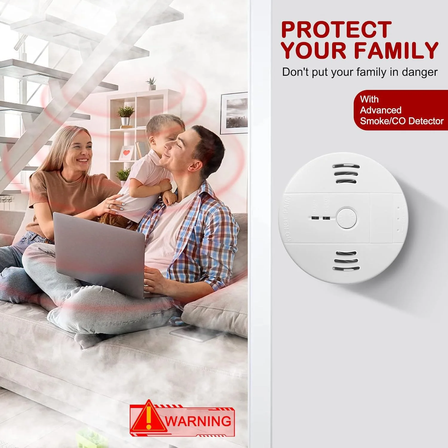 Combination Smoke and Carbon Monoxide Detector Alarm, Beeps Warning Smoke and CO Alarms for Basements Travel Home Office House Bedroom Living Room Car, Battery Operated,Comply with UL 217/2034, 1-Pack - Image 5