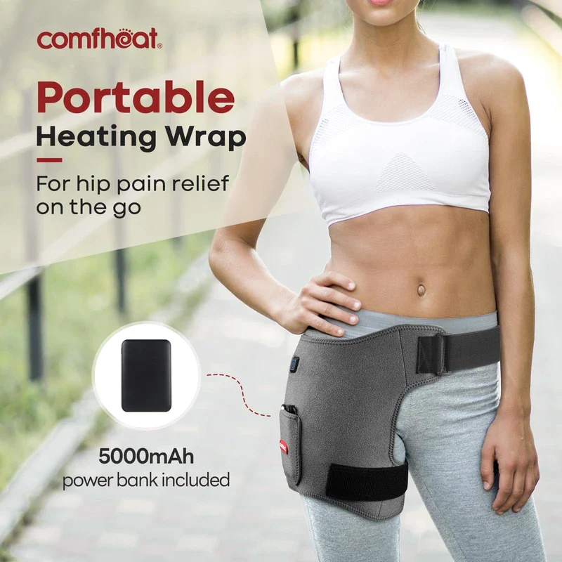 Comfheat Cordless Hip Heating Pad for Hip/Sciatica Pain Relief - 5000mAh Power Bank Included, Heated Hip Wrap for Women, Men, Electric Hip Heat Pad (S/M/L) - Image 2