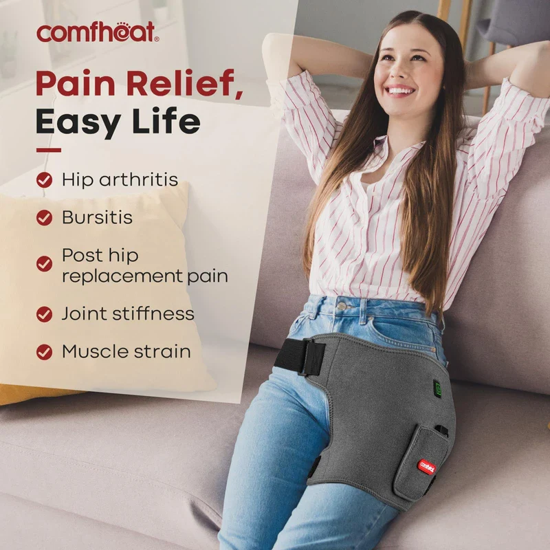 Comfheat Cordless Hip Heating Pad for Hip/Sciatica Pain Relief - 5000mAh Power Bank Included, Heated Hip Wrap for Women, Men, Electric Hip Heat Pad (S/M/L) - Image 4