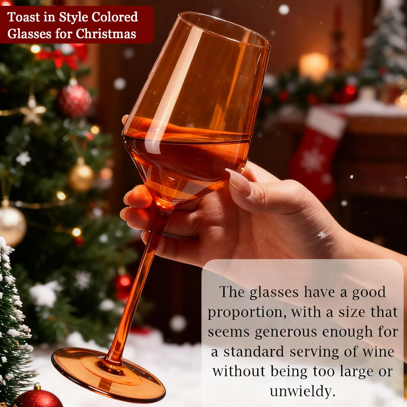 comfit Colored Wine Glasses Set of 6-15 oz Hand-blown Lead-free Crystal - Birthday Wedding Housewarming Christmas Gifts for Wine Lovers Women, Mom, Wife, Friend, Sister, Daughter - Image 2
