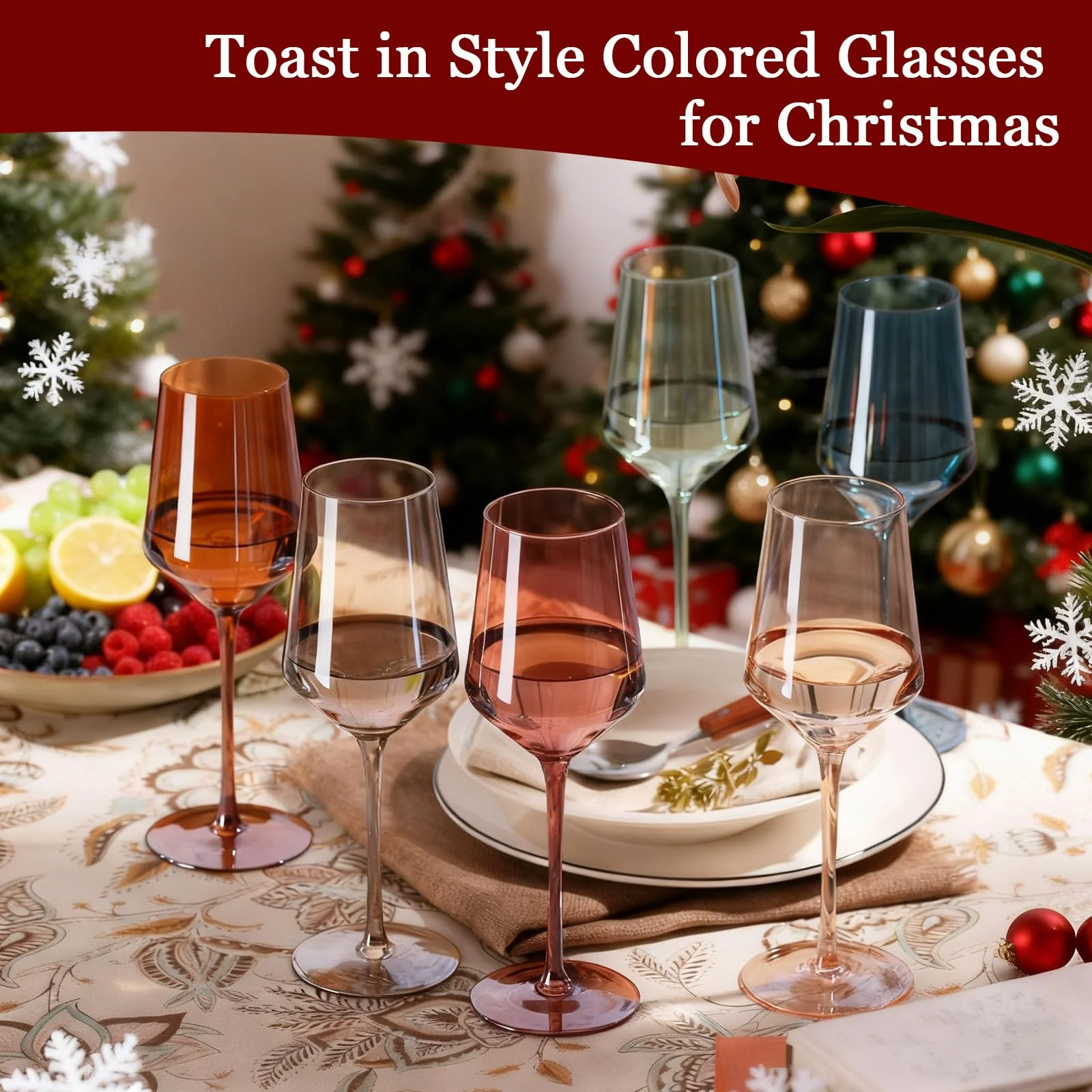 comfit Colored Wine Glasses Set of 6-15 oz Hand-blown Lead-free Crystal - Birthday Wedding Housewarming Christmas Gifts for Wine Lovers Women, Mom, Wife, Friend, Sister, Daughter - Image 8