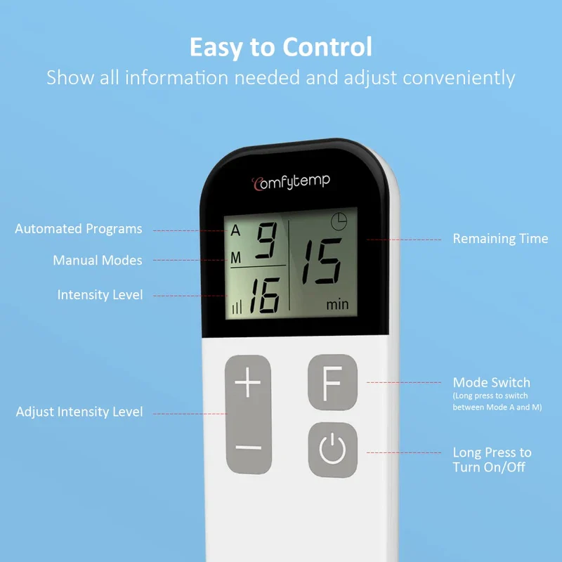 Comfytemp Wirelss TENS Machine for Pain Relief, Nerve Muscle Stimulator for Pain Management with 15 Modes, 2 Pads, Rechargeable TENS Unit for Back, Neck, Shoulder, Knee, Arthritis Sciatica Cramps Pain - Image 5