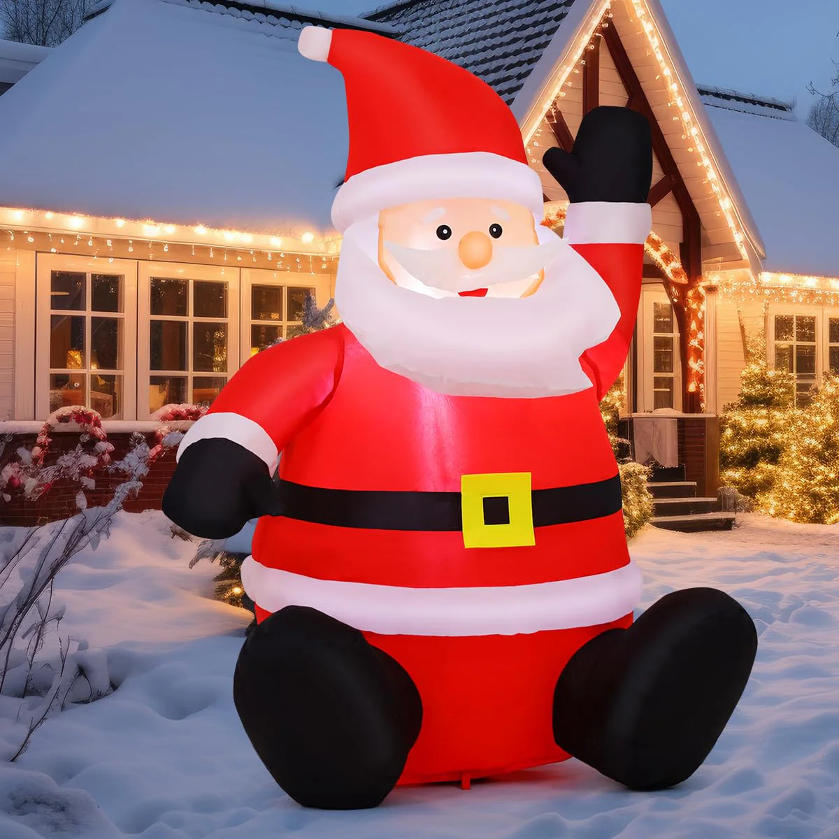 COMIN 4FT Christmas Inflatables Decorations Outdoor Blow Up Santa Claus Inflatable with Built-in LEDs for Yard Lawn Garden - Image 2