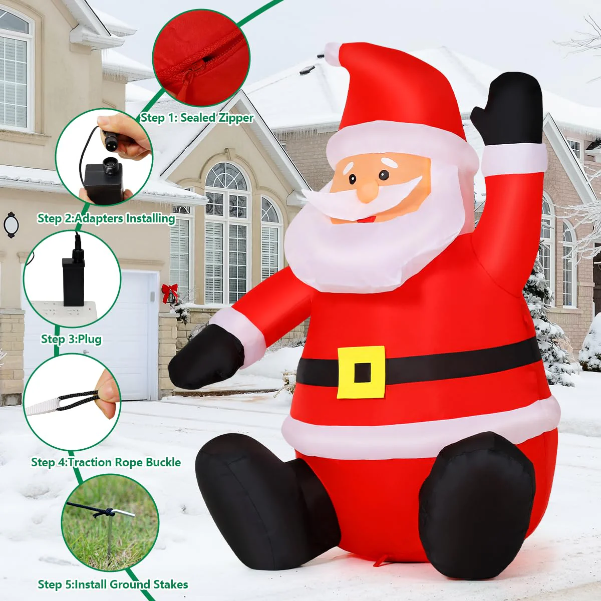 COMIN 4FT Christmas Inflatables Decorations Outdoor Blow Up Santa Claus Inflatable with Built-in LEDs for Yard Lawn Garden - Image 4
