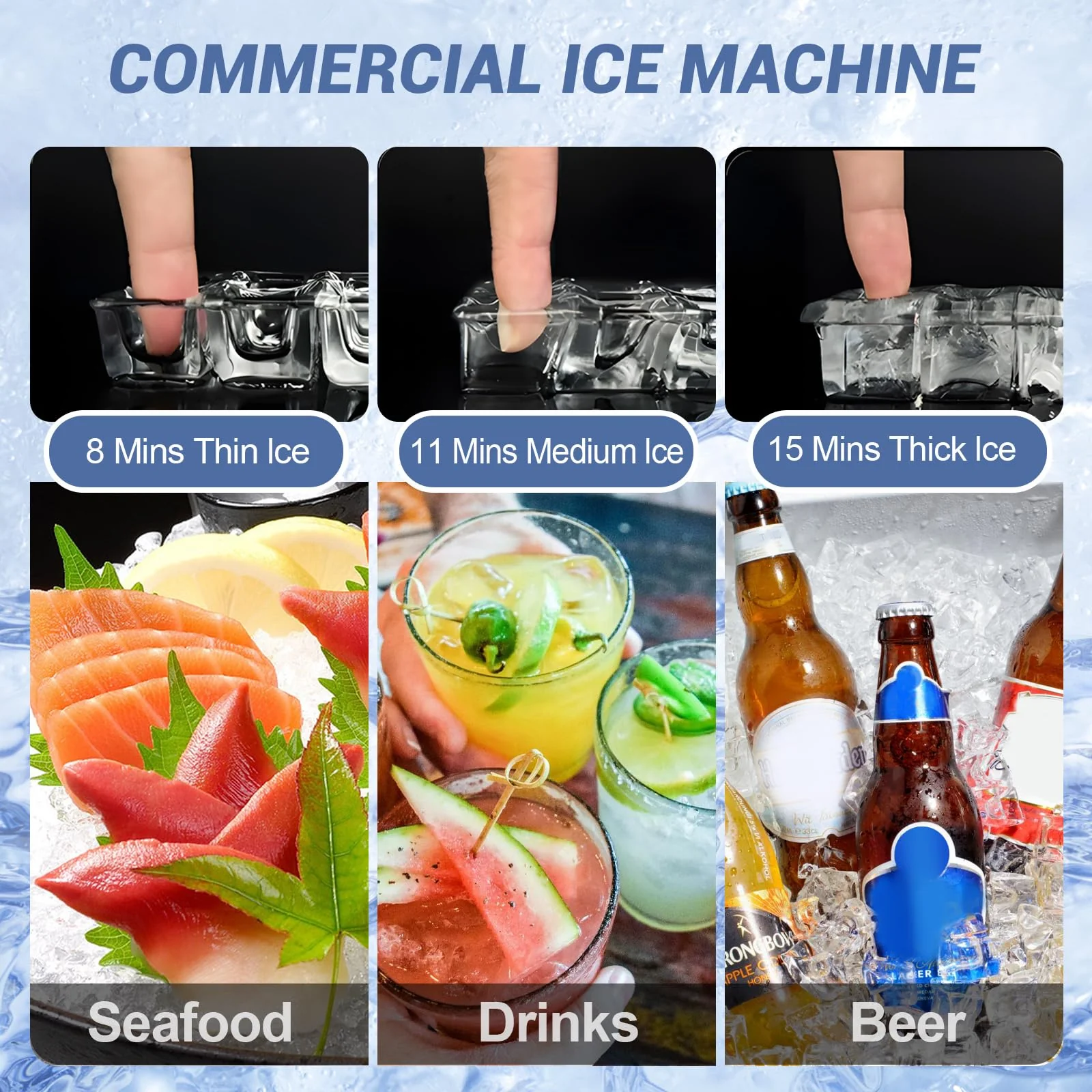 Commercial Ice Maker 600 Lbs/24H Ice Machine Large Capacity Stainless Steel, 182 Ice Trays Industrial Ice Machine, 350 Lbs Storage Commercial Ice Maker Machine Freestanding, Cube Ice Maker Commercial - Image 9