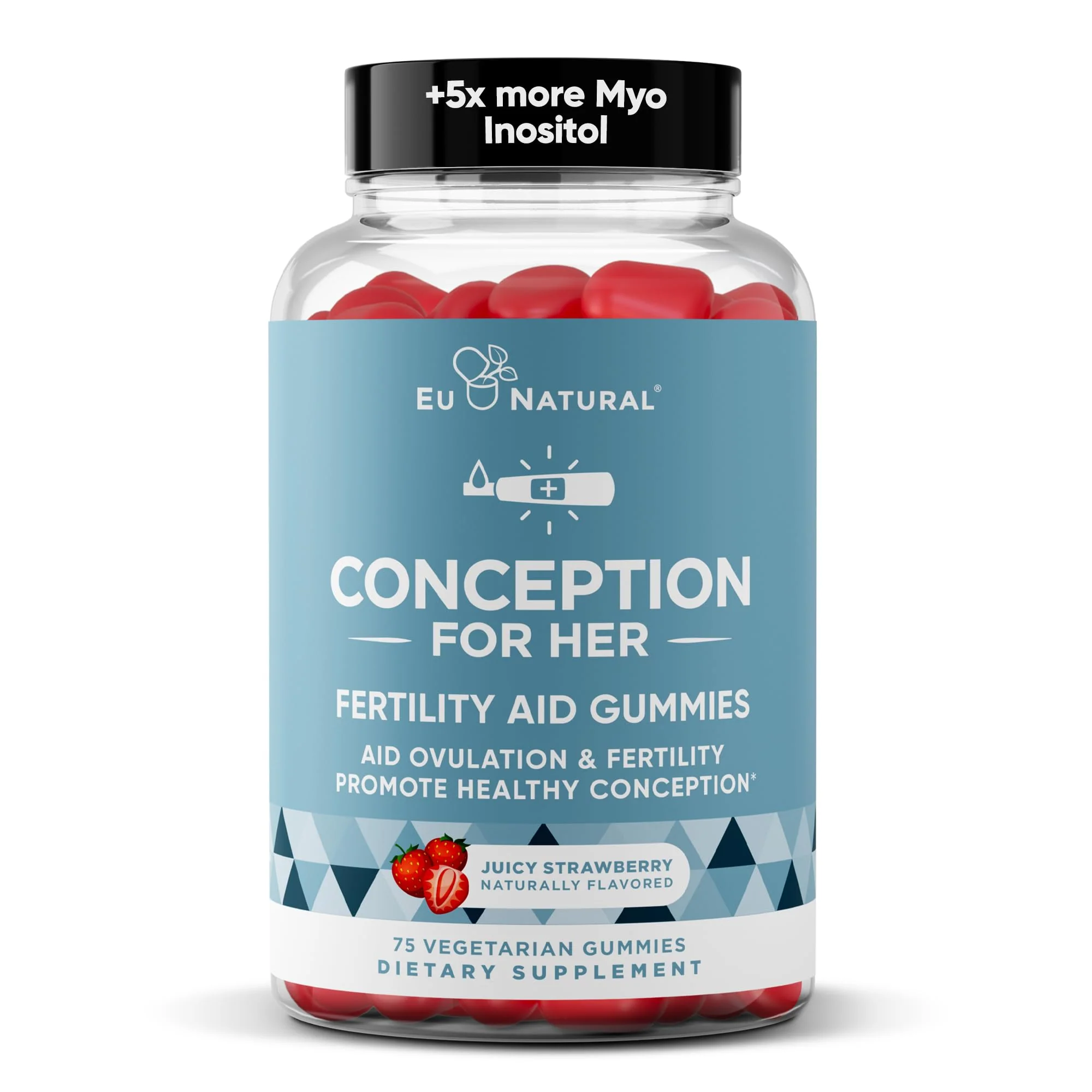 Conception for Her Fertility Gummies - Fertility Supplements for Women with Myo Inositol, Folate & More Essential Nutrients - Delicious Juicy Strawberry Hormone Balance Vitamins, 75 ct Gummies