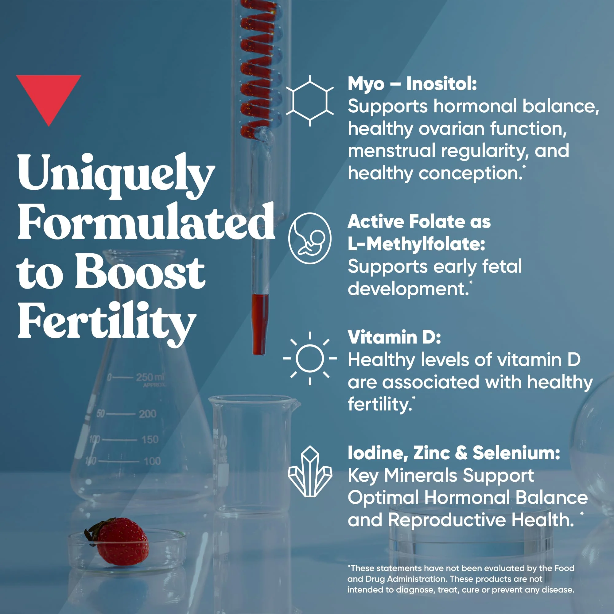 Conception for Her Fertility Gummies - Fertility Supplements for Women with Myo Inositol, Folate & More Essential Nutrients - Delicious Juicy Strawberry Hormone Balance Vitamins, 75 ct Gummies - Image 7