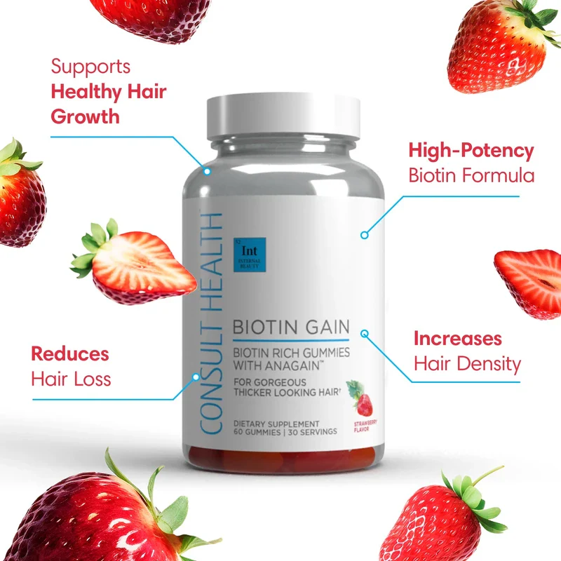 Consult Health BIOTIN GAIN- Biotin Rich Gummies with Patented ANAGAIN - for Gorgeous Thicker Looking Hair - Image 2