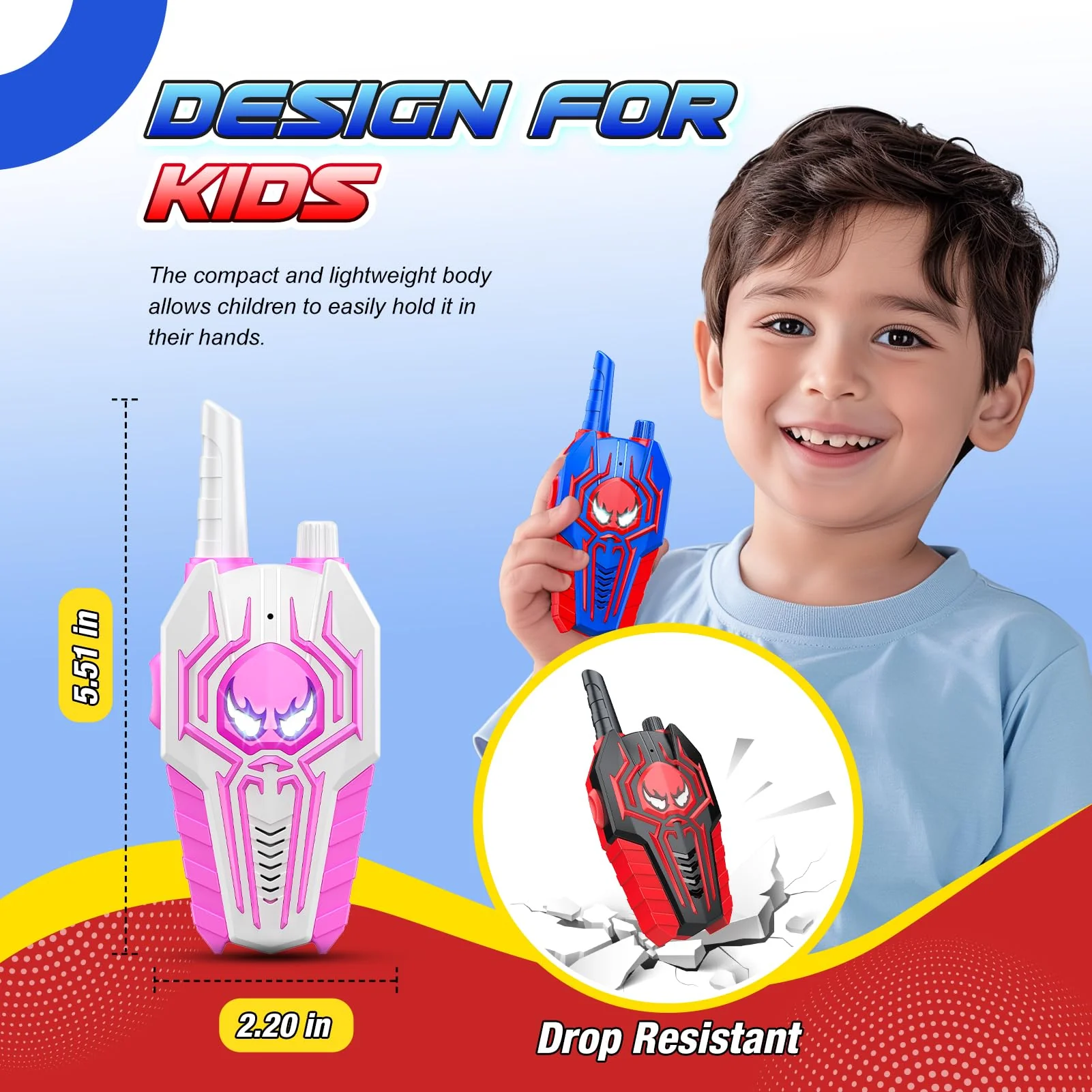 Cool Walkie Talkies for Kids Boys: 3 Pack Kids Walkie Talkies Toys Christmas Birthday Gifts for 3 4 5 6 7 8 Year Old Girls Boys Grandkids Camping Outdoor Toys Stocking Stuffers Boy Girl Gift Age 3-8 - Image 2
