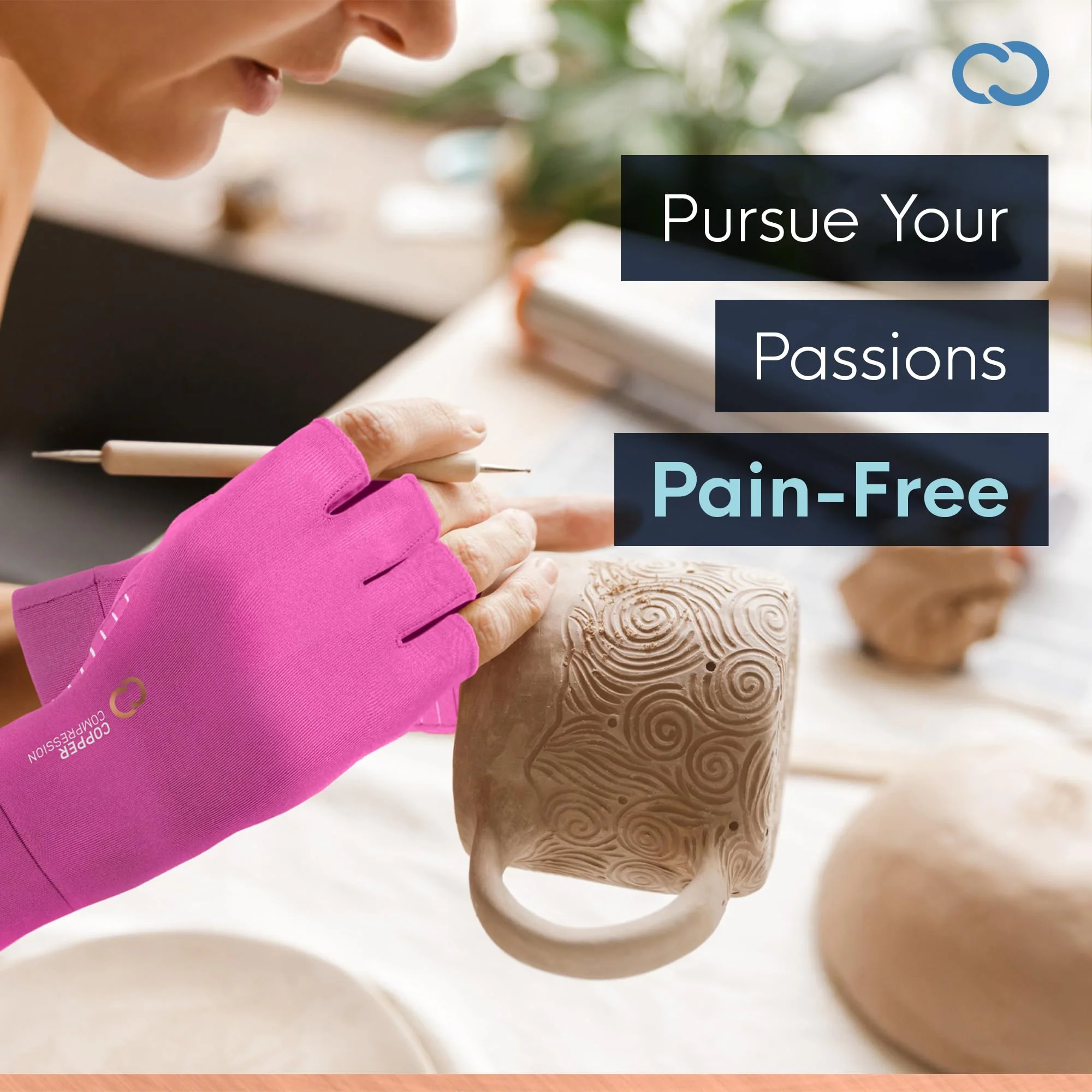 Copper Compression Arthritis Gloves | Fingerless Arthritis Carpal Tunnel Pain Relief for Men & Women | Hand Support Wrist Brace for Neuropathy, Rheumatoid, Tendonitis, Swelling, Crocheting, Typing Pink M - Image 7