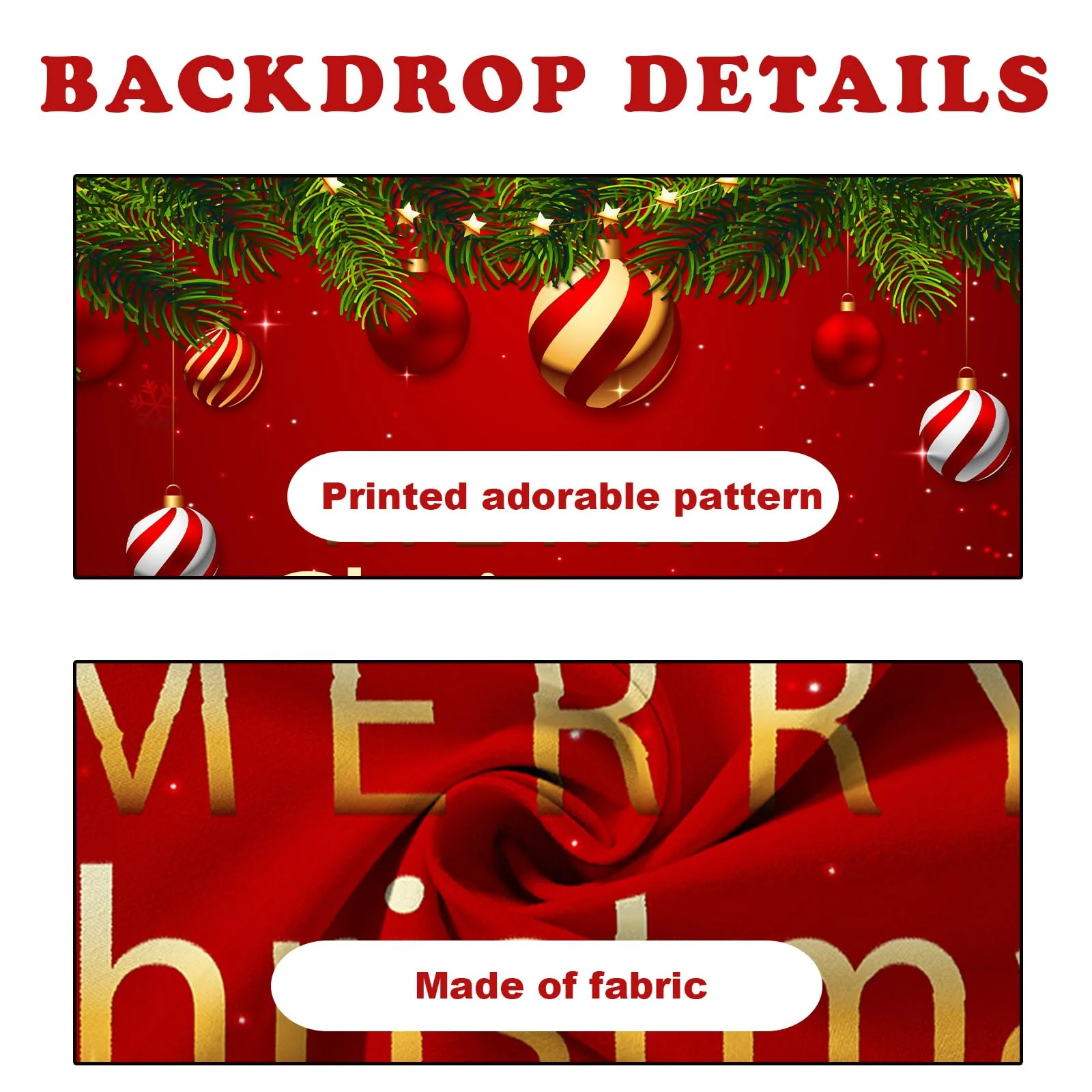 COSEVIER Christmas Garage Door Cover Banner, Red Festival Large Hanging Backdrop Door Banner, Merry Christmas Happy New Year Xmas Garage Wall Decorations for Holiday Party Décor, 7x16 FT - Image 2