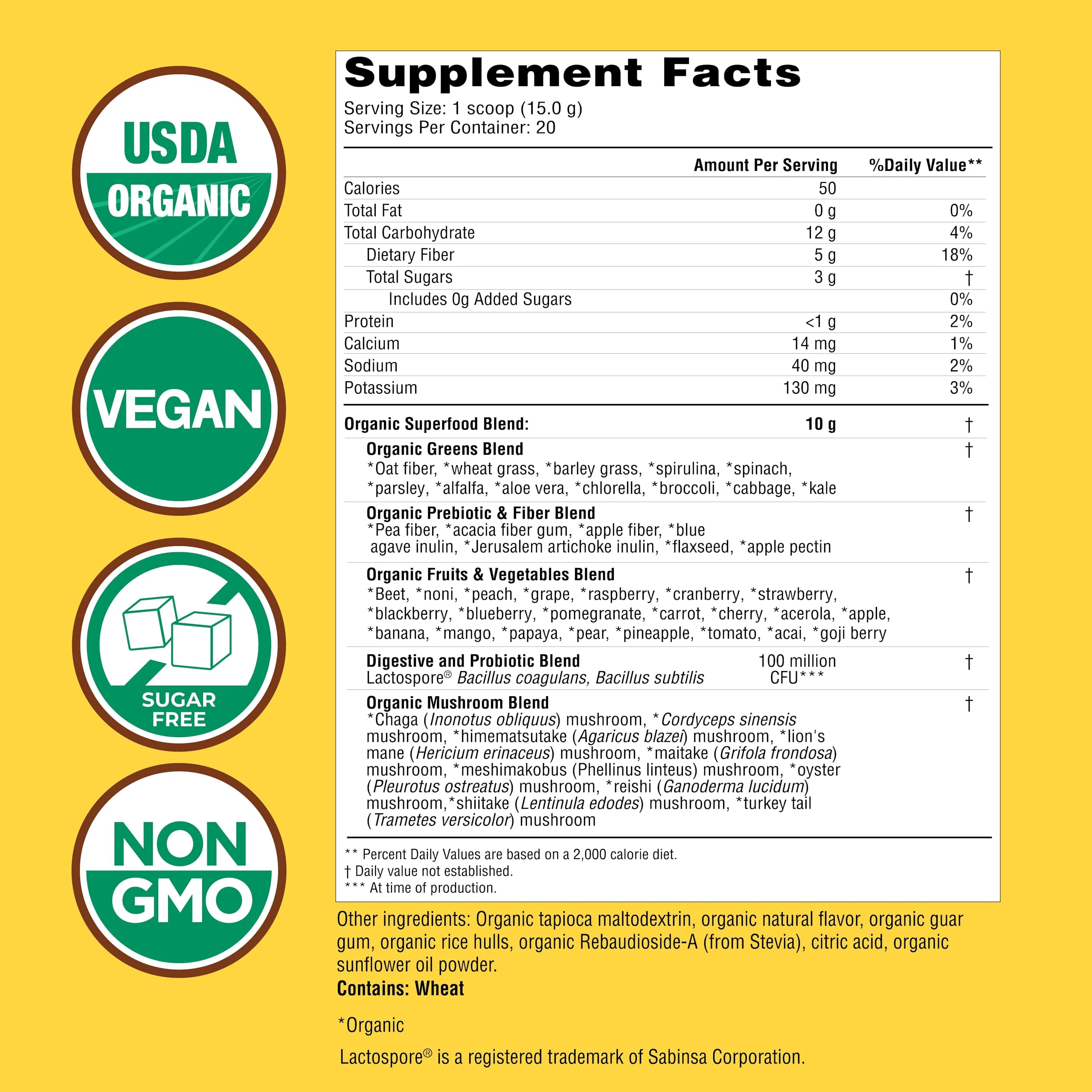 Country Farms Super Greens Apple Banana Powder Smoothie, Organic Super Foods, USDA Organic Drink Mix, Fruits, Vegetables, Mushrooms, Superfood Nutrition, 40 Servings, 2 Pack - Image 8