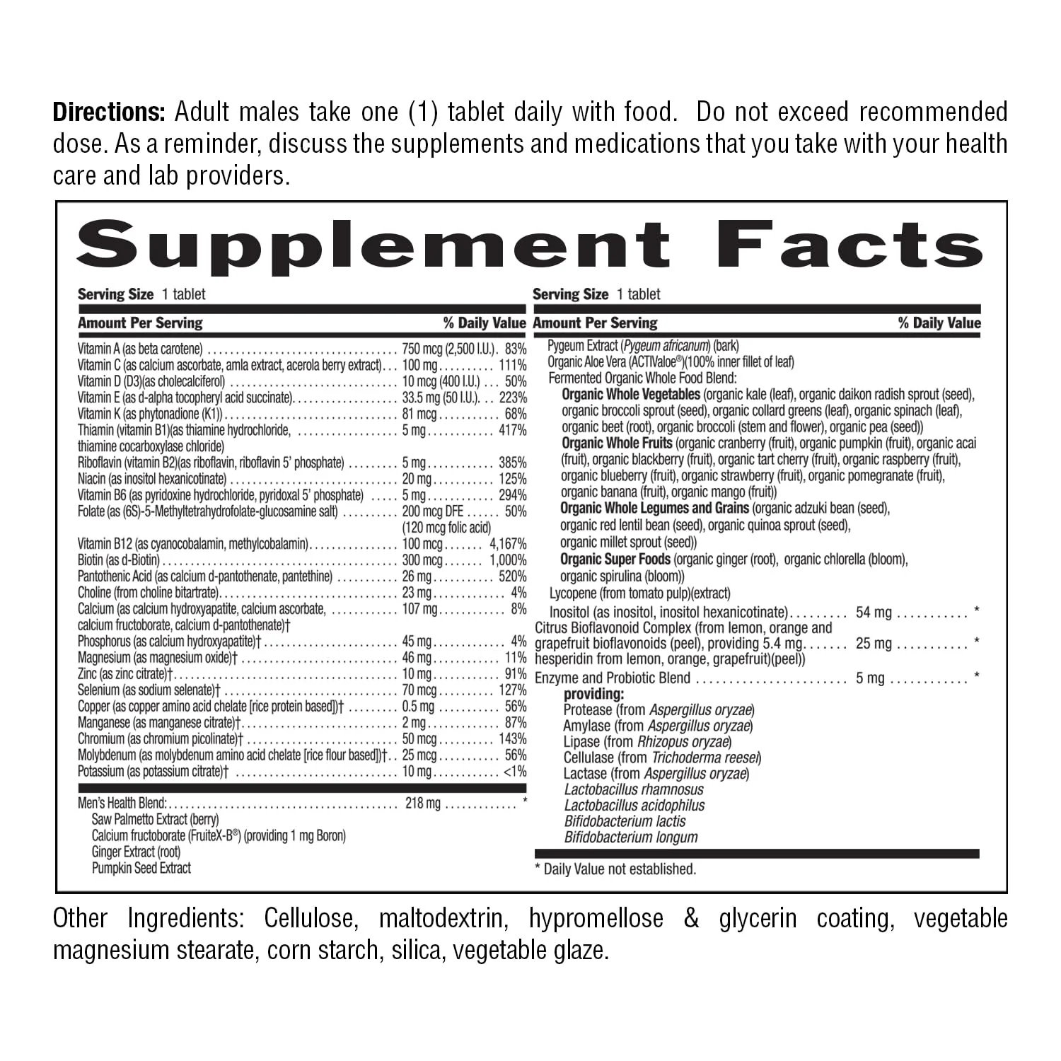 Country Life Core Daily-1 for Men - Multivitamin with Probiotics, Saw Palmetto, Pumpkin Seed Extract, and Coenzymated B Vitamins - Gluten-Free and Vegetarian - 60 Tablets - Image 4