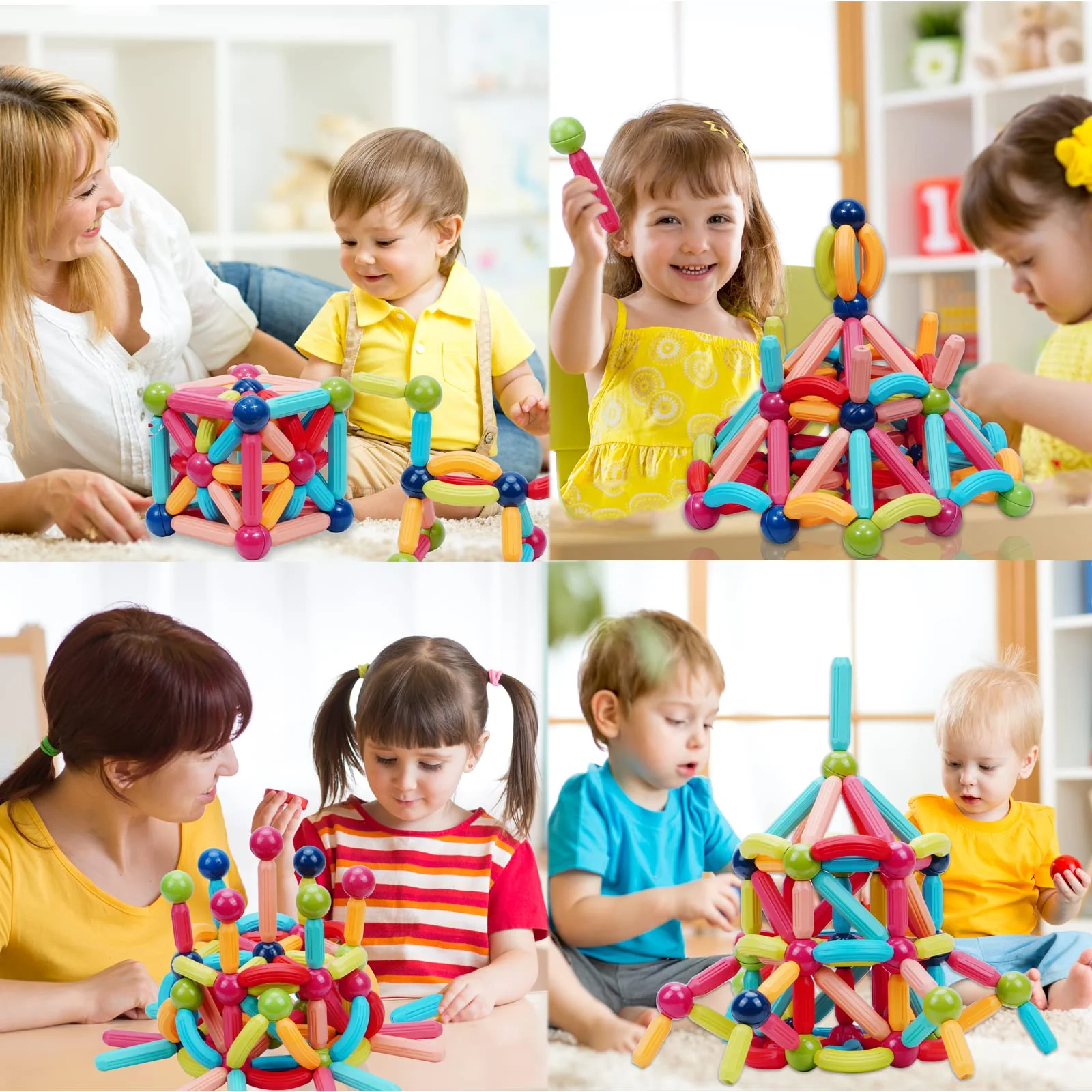 COUOMOXA Magnetic Toy Montessori for Kids: 3 4 5 6 7 8 9 10 11 12 Years Old Kids Building Sticks - Magnetic Creative Toy Age 3-12 Playroom Family - Christmas Birthday Gift for Boys Girls - Image 2