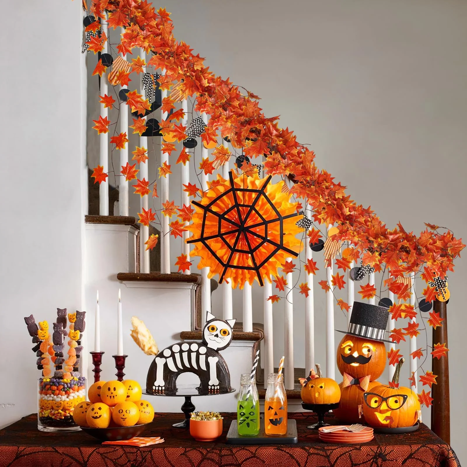 CQURE 36 Pack Fall Leaf Garland,Artificial Fall Vines Autumn Garland Fall Maple Leaves Thanksgiving Decor for Home Wedding Fireplace Christmas - Image 2