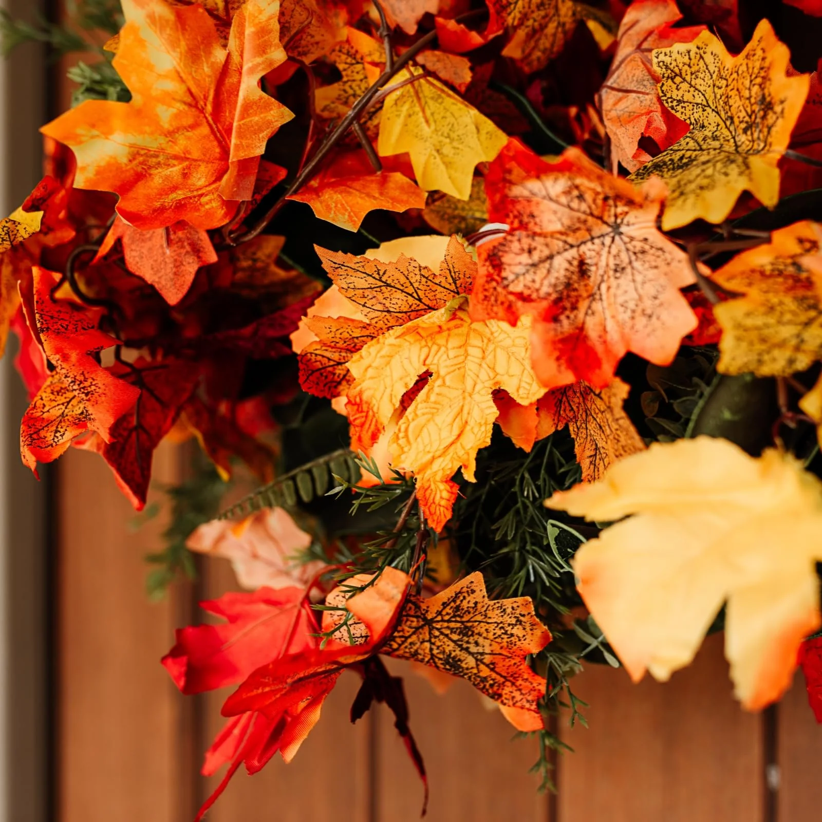 CQURE 4 Pack Fall Leaf Garland, Total 23.6Ft Artificial Fall Vines Autumn Garland Fall Maple Leaves Thanksgiving Decor for Home Wedding Fireplace Christmas - Image 5