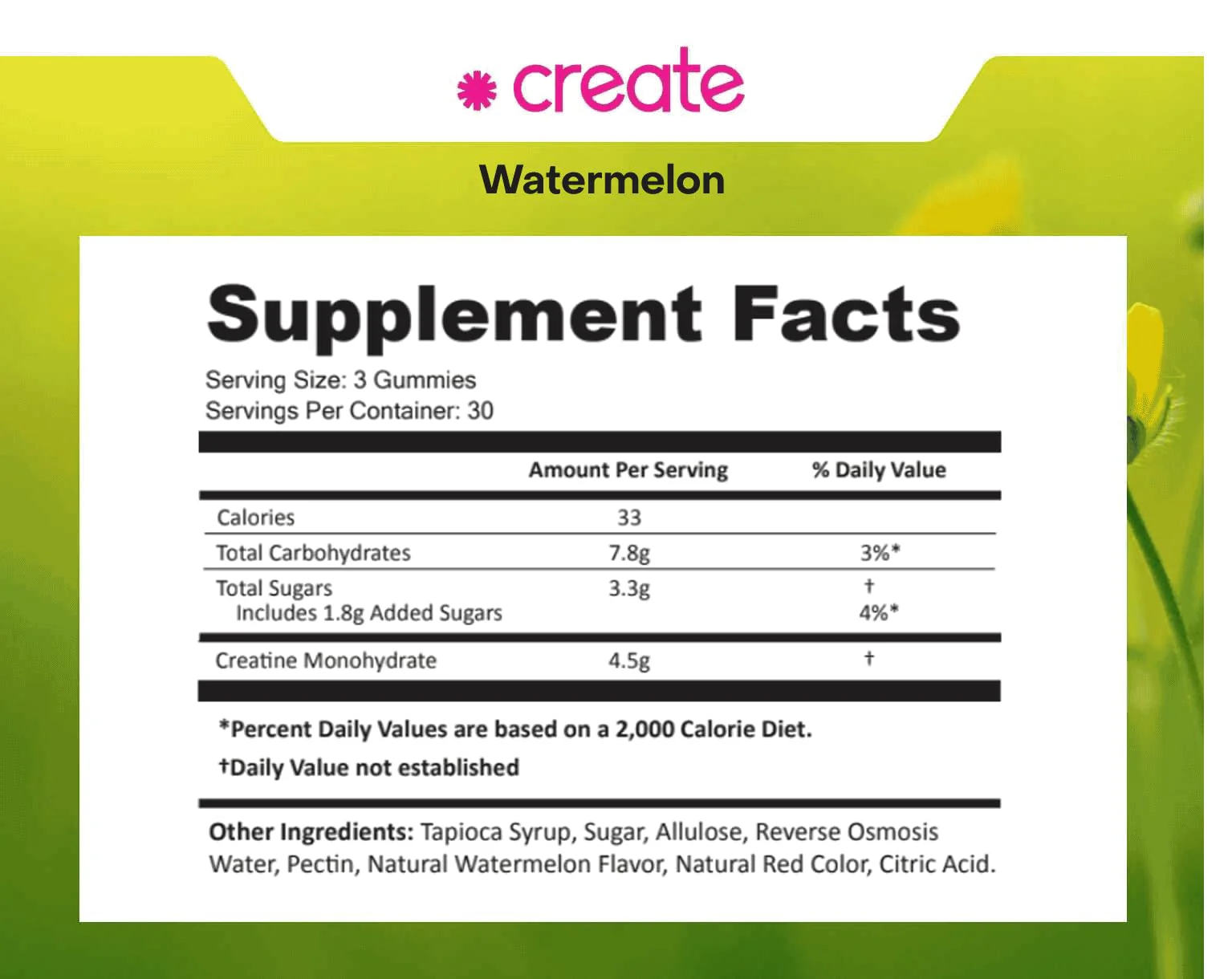Create Creatine Monohydrate Gummies for Men & Women - Boost Focus, Strength, and Endurance, Anti-Melting Formula, Vegan, Gluten-Free, Non-GMO, 1.5 Gram Creatine per Gummy (Watermelon, 90 ct) - Image 4