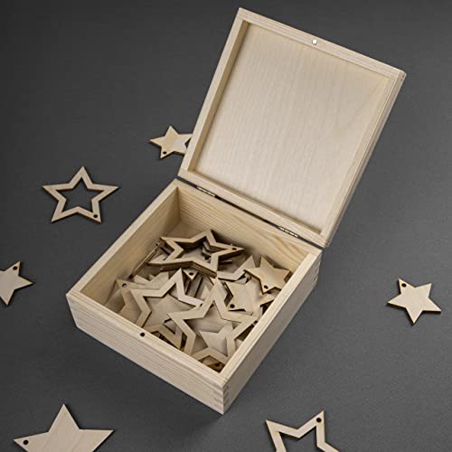 Creative Deco Wooden Storage Box Unpainted Plain | 6.37 x 6.37 x 2.83 in | Square Box with Lid | Perfect for Storing Valuables & Small Items in The Office or Bedroom | Jewelry Box - Image 5