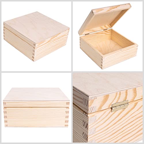 Creative Deco Wooden Storage Box Unpainted Plain | 6.37 x 6.37 x 2.83 in | Square Box with Lid | Perfect for Storing Valuables & Small Items in The Office or Bedroom | Jewelry Box - Image 6
