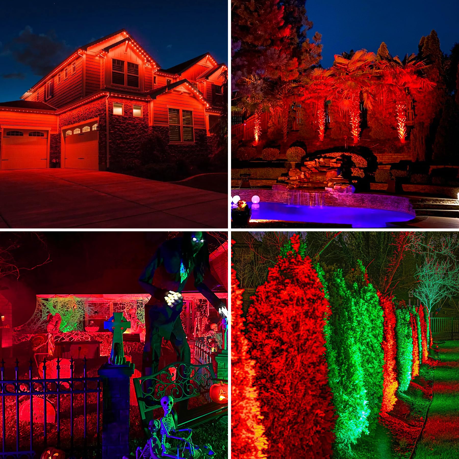 CREPOW Solar Spot Lights Outdoor,20 LED Waterproof IP65 Solar Landscape Light Adjustable Panel Spotlights for Wall Tree Yard Garden Halloween Christmas Red Lights 4 Pack - Image 3