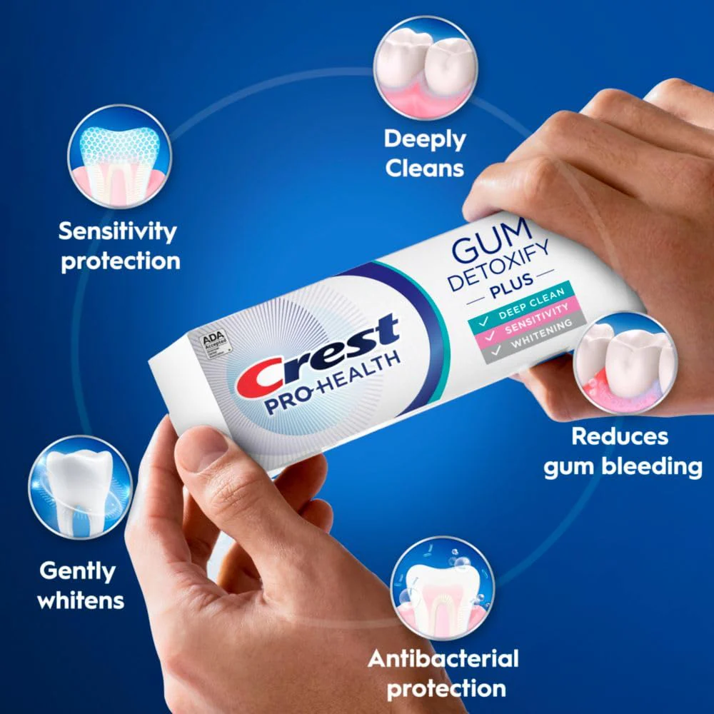 Crest Pro-Health Gum Detoxify Plus Toothpaste 4.5 oz Pack of 3 - Antibacterial Fluoride Toothpaste, Sensitivity Protection, Whitens Teeth, Anticavity, Plaque Control - Image 13