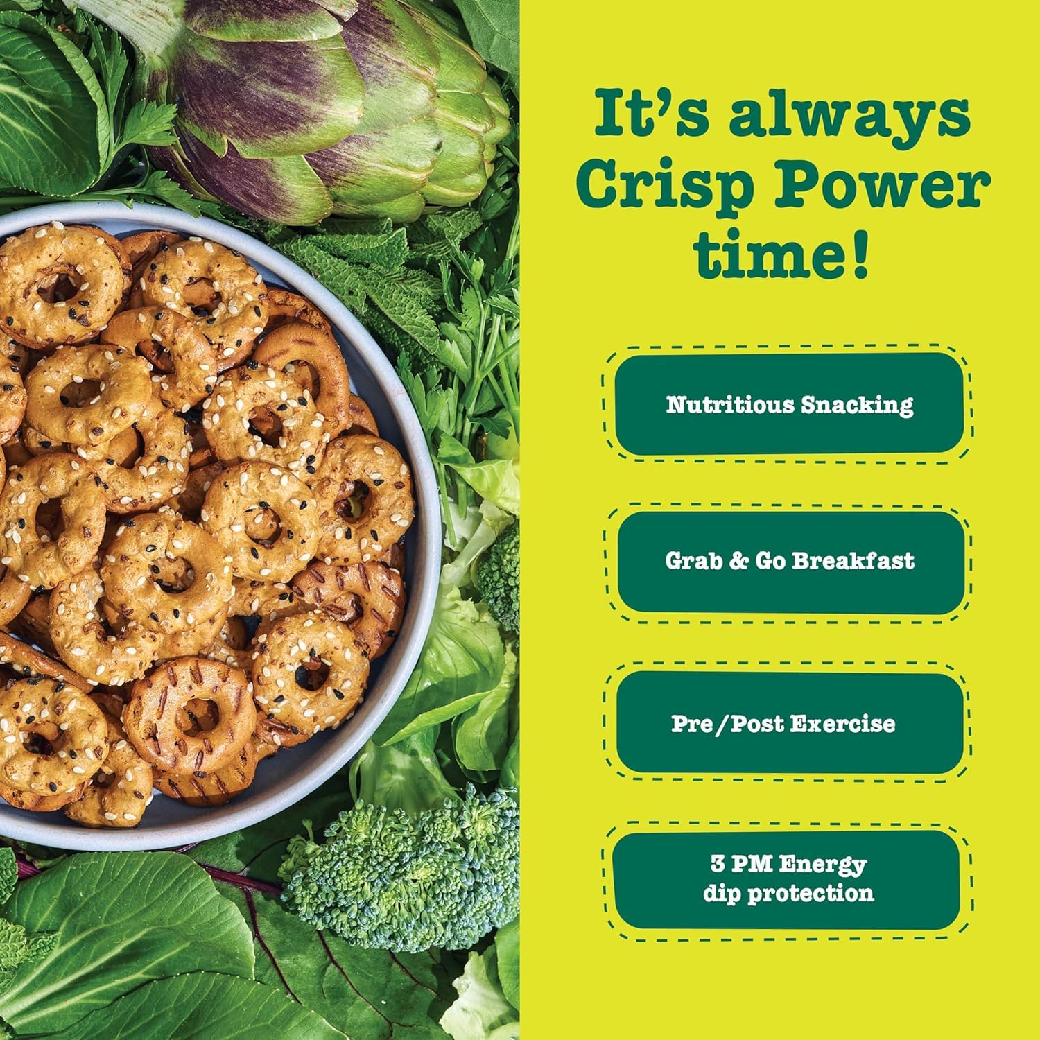 Crisp Power Protein Pretzels, Everything, High Protein Vegan Keto Snack, 28 G Plant Based Protein, Low Carb Crunchy Pretzel Snacks, Sugar Free, No Seed Oils, 1.75 oz Bags, 24 Pack - Image 2