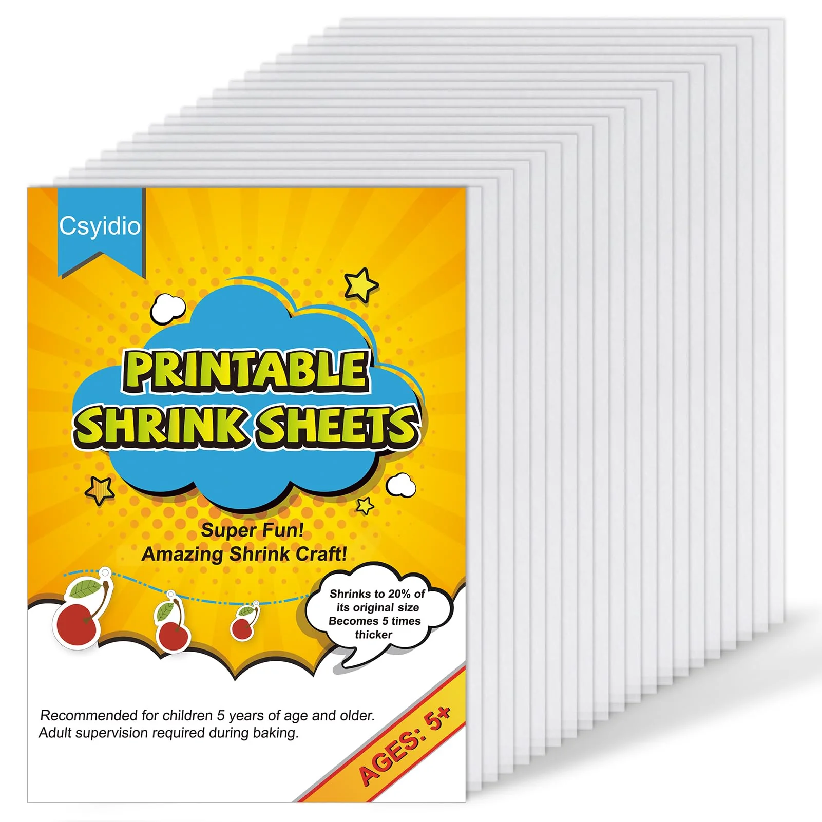 Csyidio 20 Pieces Printable Shrink Plastic Sheets, Shrink Films Papers for Mother's Day, Thanksgiving, Christmas Presents, Kids Creative Craft Projects, 11.6 x 8.2 inches