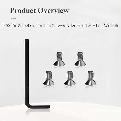 Ctuoptuo 𝟓 𝐏𝐜𝐬 of 970076 Wheel Center Cap Screws Allen Head & Allen Wrench, Fit for American Racing Torq Thrust Wheels - Image 6