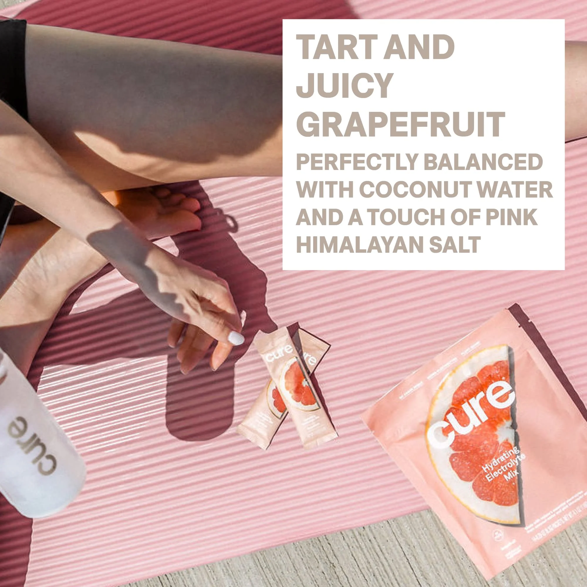 Cure Hydration Plant Based Electrolyte Mix | Powder for Dehydration Relief | Made with Coconut Water | No Added Sugar | FSA & HSA | Vegan | Paleo Friendly | Pouch of 14 Packets - Grapefruit - Image 6