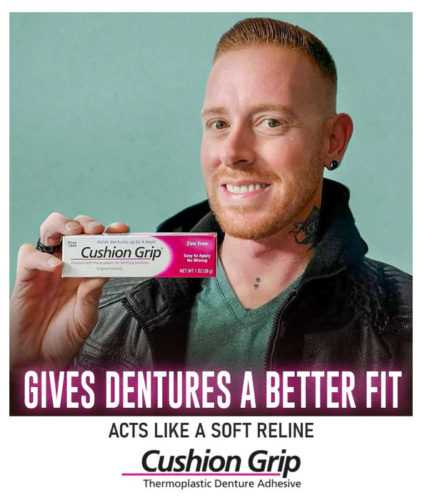 Cushion Grip Thermoplastic Denture Adhesive, 1 oz - Refits and Tightens Loose and Uncomfortable Dentures | Non-Glue Adhesive, Acts Like a Soft Reliner (Pack of 2) - Image 3