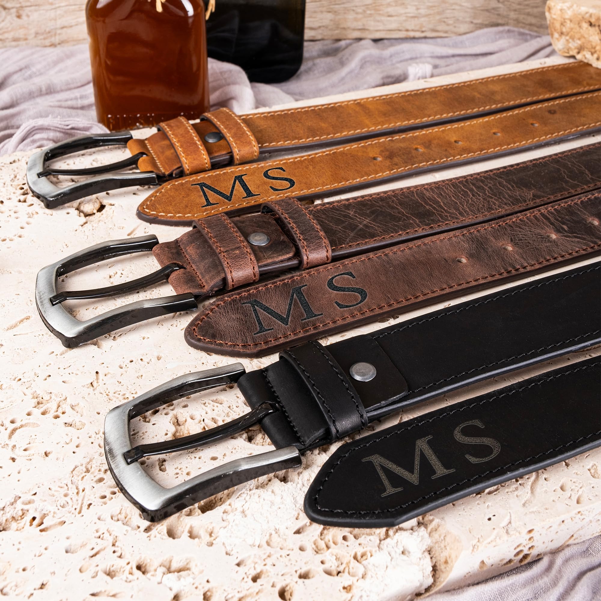 Custom Engraved Leather Belt, Personalized Genuine Leather Adjustable Strap with Hidden Message, Name, Initials, Date, Unique Gift for Husband, Father, Wedding, Anniversary, Valentine, Christmas - Image 9
