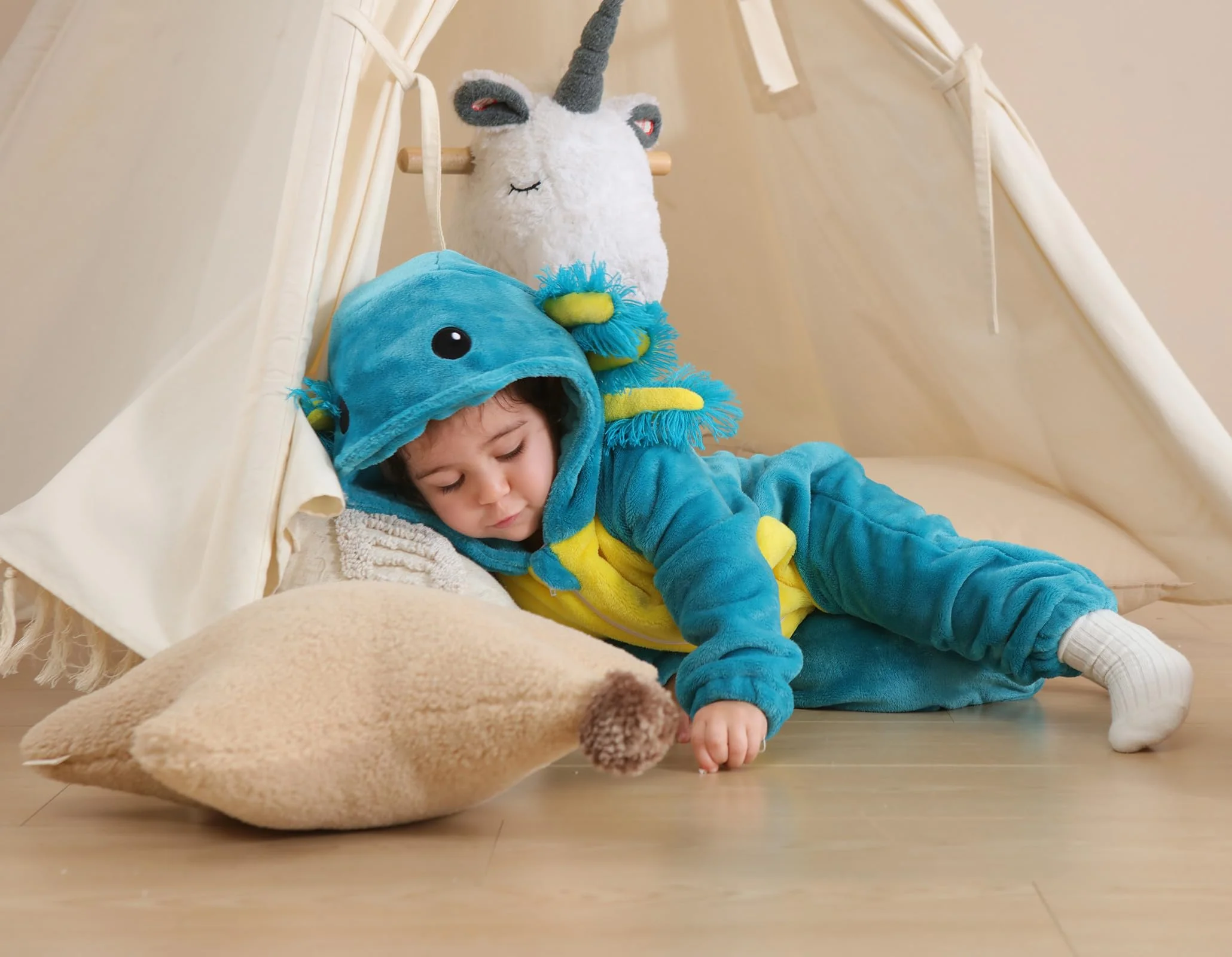 CuteOn Axolotl Toddler Halloween Costume Onesie Cosplay Romper Christmas Infants Baby Costume Blue 2-3 Years - Image 3
