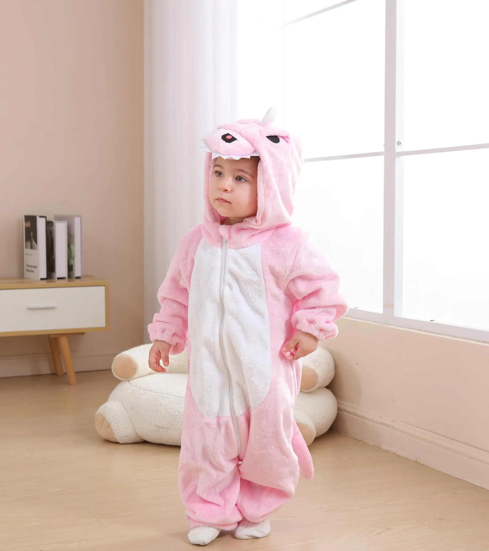 CuteOn Toddler Halloween Costume Onesie Cosplay Romper Christmas Infants Baby Costume Pink Dinosaurs 2-3 Years - Image 2