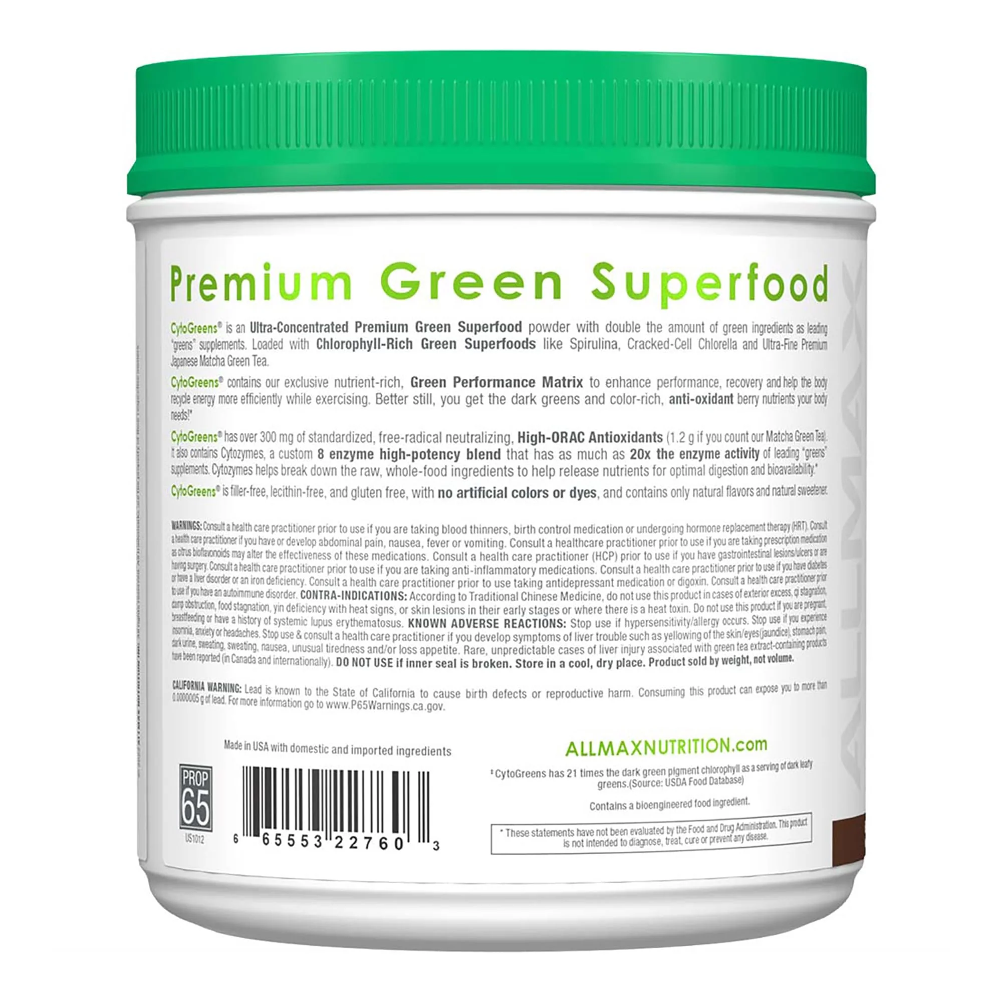 CytoGreens - Premium Green Superfood for Athletes Chocolate - 60 serving - Image 2