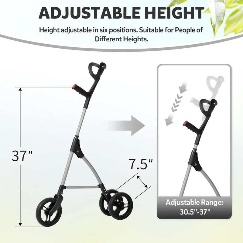 DAILYLIFE Rollator Walker for Seniors & Caregivers - Steerable Cane with 7.5" Wheels, Adjustable Height, Folding Design, Lightweight Aluminum Frame - White - Image 4