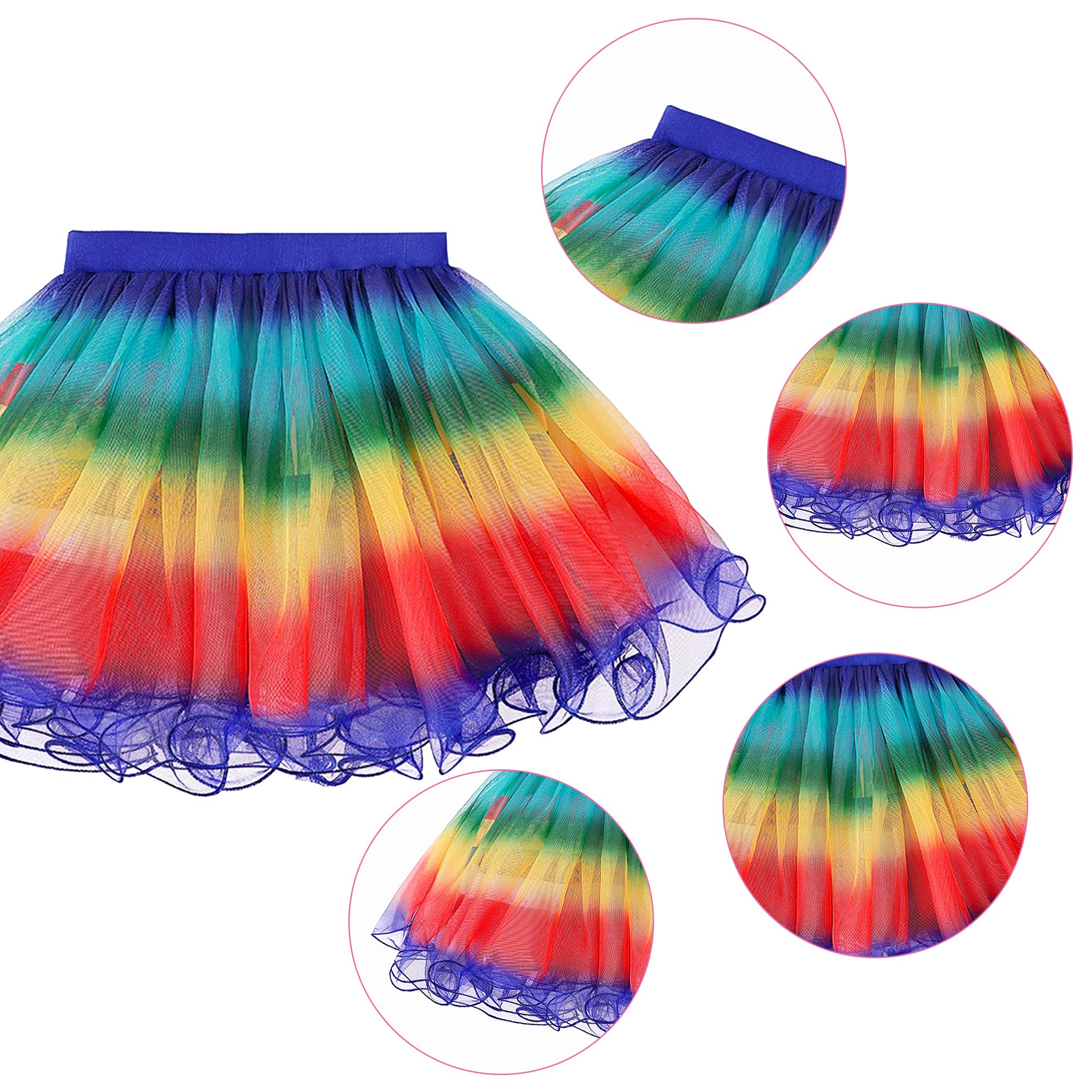 DAISYDUDS Girls Toy House Costume Rainbow Tutu Dress With Striped Top, Accessories Set Halloween Christmas Outfits(140cm/7-8T) Black and White - Image 2
