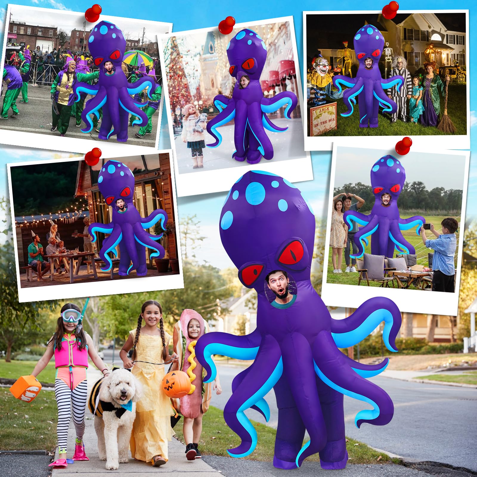 Danxilu Inflatable Costume Adult Full Body Blow Up Octopus Costume Animal Cosplay Men Women Funny Inflatable Halloween Costume Theme Party Christmas Birthday Holiday - Image 2