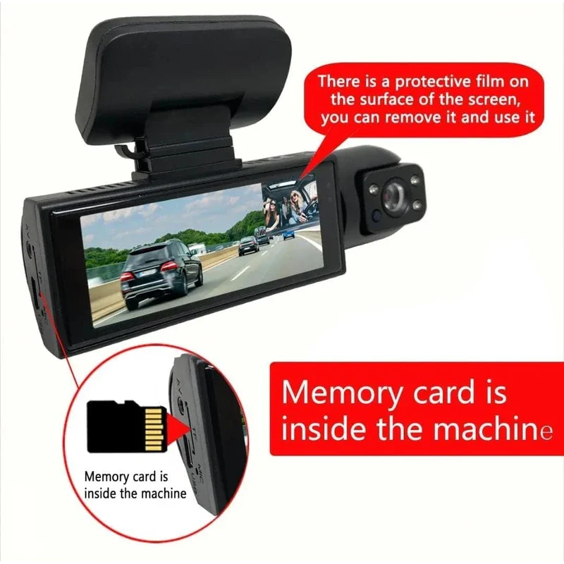 Dash Cam Front & Rear, Cardvr Video Dash Cam, 1 Count Mini Dash Cam for Car with 32GB SD Card, 3.16 Inch IPS Screen 1080P HD Camera with Dual Lens - Image 6
