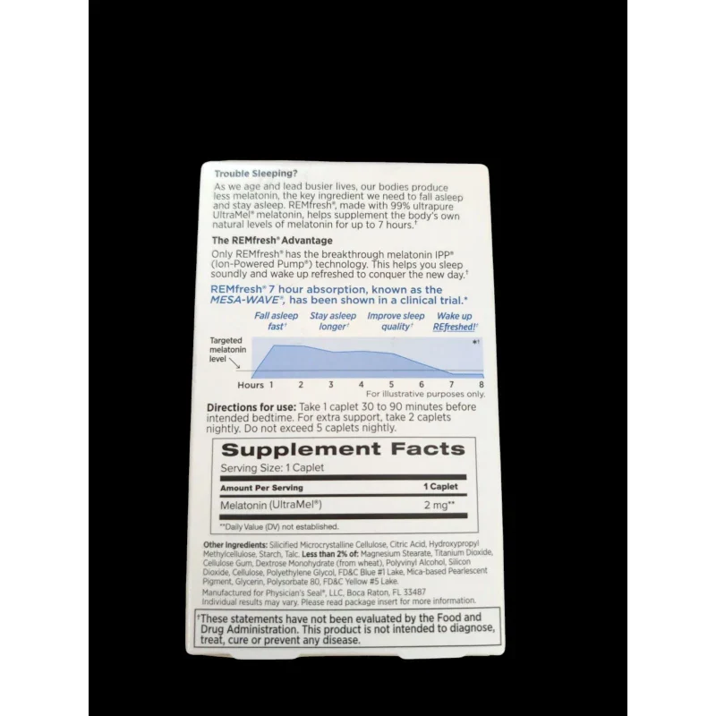 Dated 5/24 REMfresh Advanced Ion-Powered Melatonin 2mg UltraMel 36 Caps New/Seal - Image 3