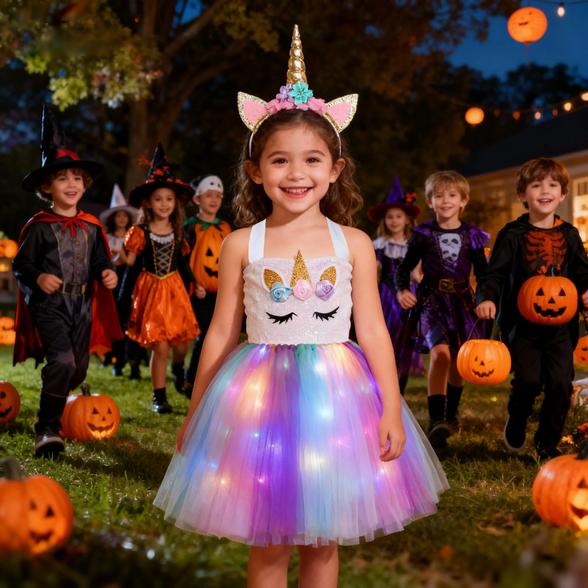 Davsolly Unicorn Costume for Girls Led Light Up Unicorn Princess Tutu Outfit for Halloween Dress Up Birthday Christmas Gifts - Image 4