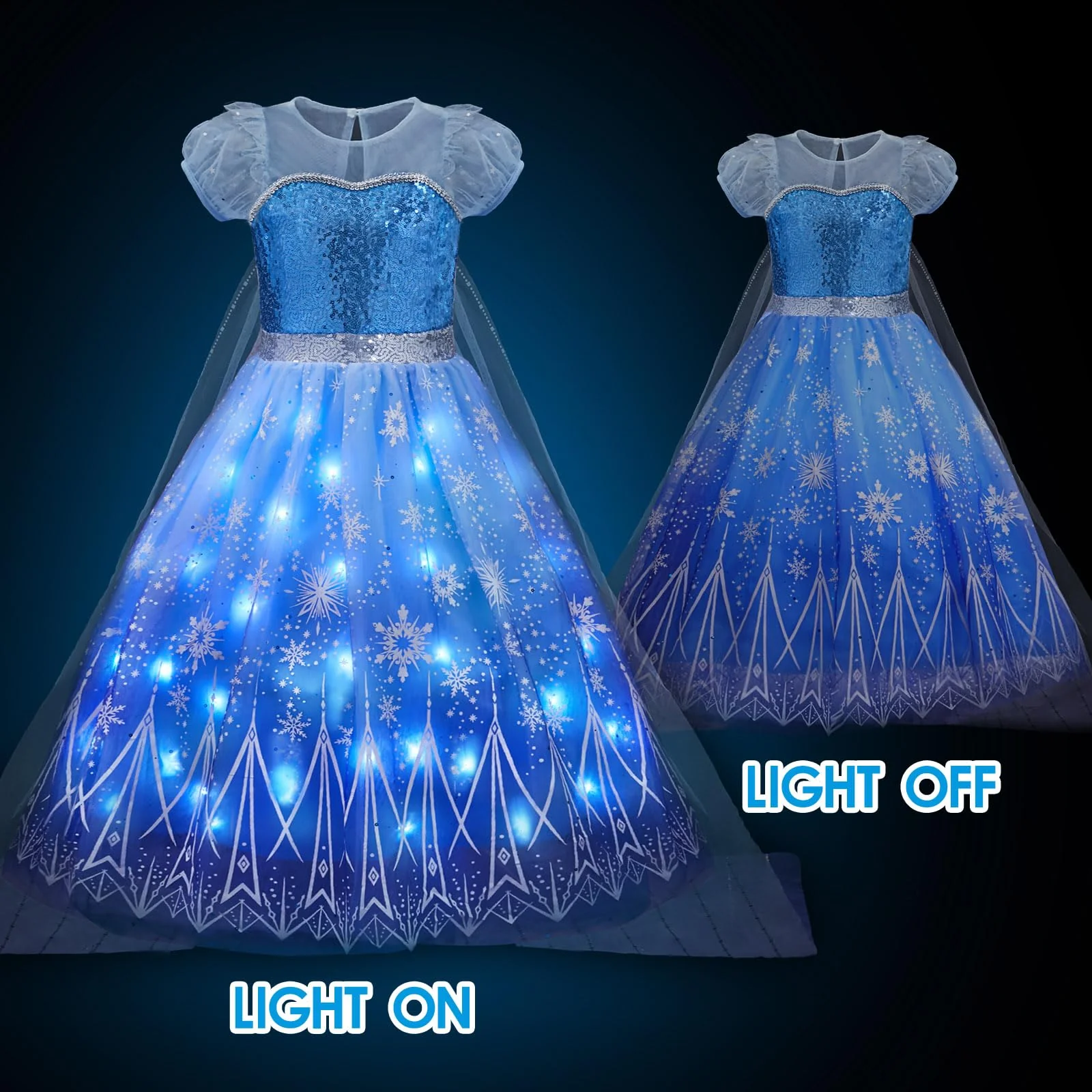 Davvew Princess Dresses for Girls Halloween Light Up Princess Costume for Little Girls Christmas Toddler Princess Dress Up Clothes - Image 6