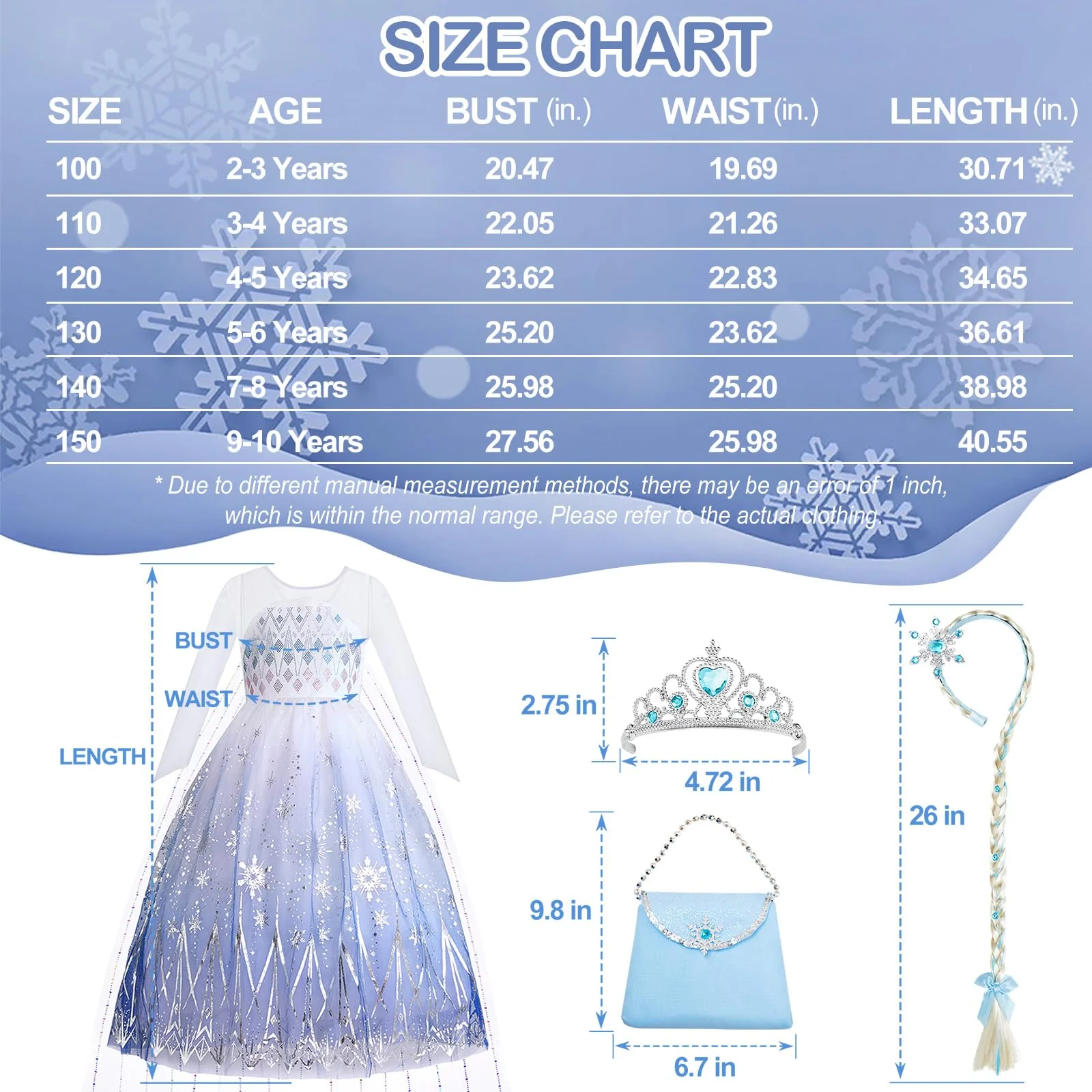 Davvew Princess Dresses for Girls Light Up Princess Costume for Little Girls Christmas Halloween Costume for Kids Toddler - Image 2