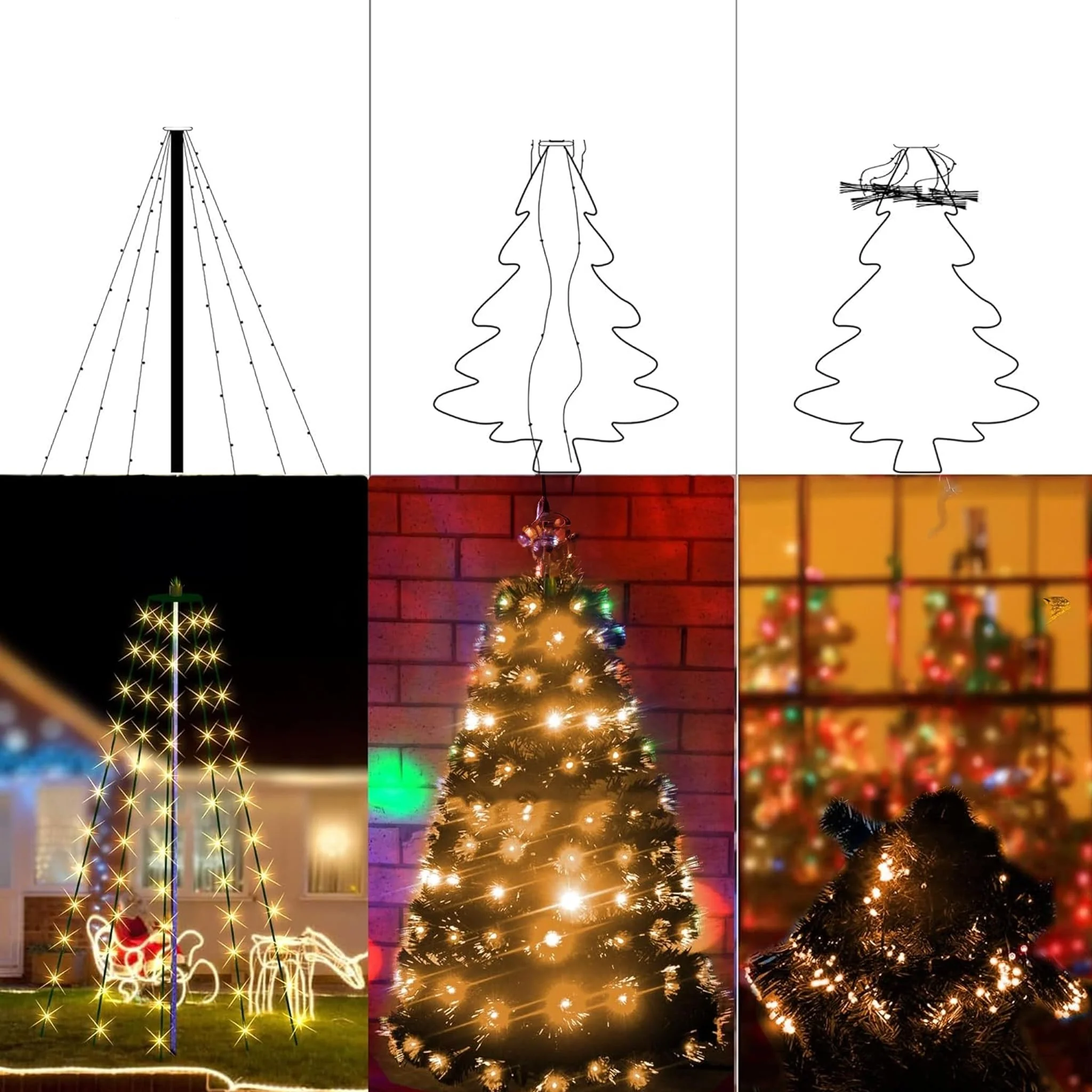 Dazzle Bright Christmas Tree Lights, 448 LED Waterfall Tree Topper Lights with Remote & 8 Lighting Modes, 8.2FT X 16 Lines Christmas Light for Indoor Outdoor Yard Party Xmas Decoration (Warm White) - Image 3