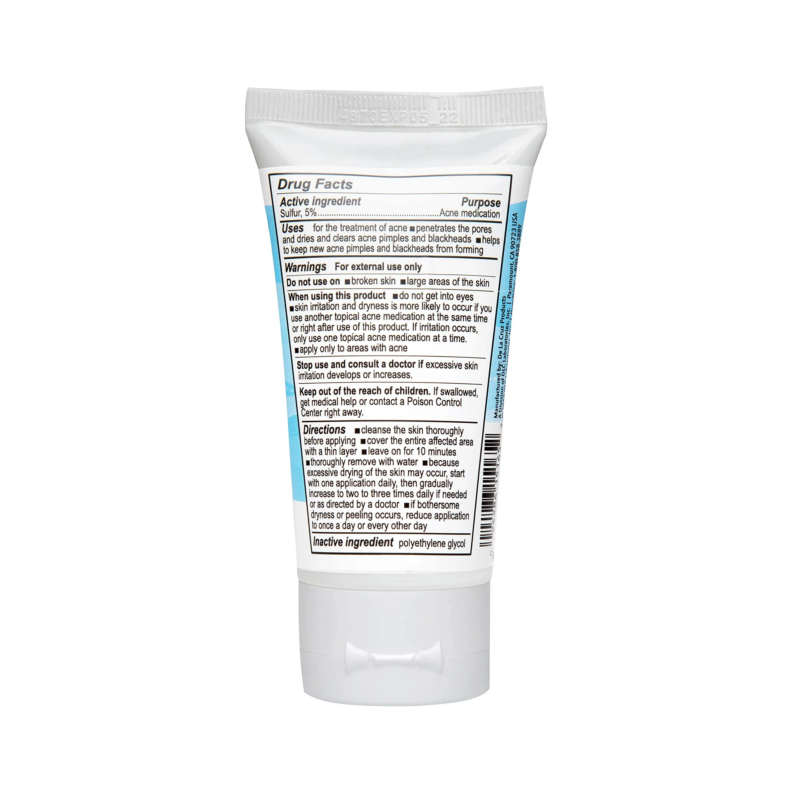 De La Cruz 5% Sulfur Ointment - Cystic Acne Treatment for Face and Body - Daily 10 Min Spot Treatment Mask - Safe and Effective Game Changing Hormonal Acne Treatment that Clears Up Pimples 2.6oz Tube - Image 4