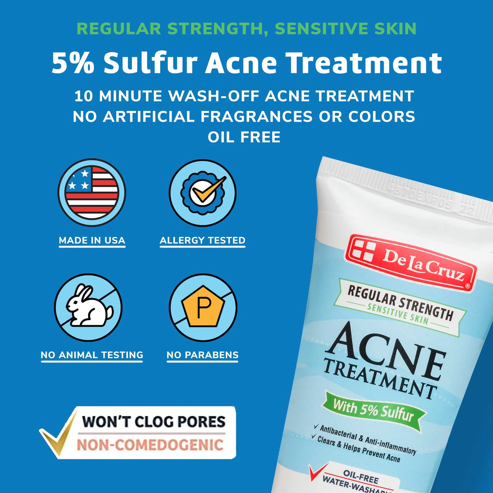 De La Cruz 5% Sulfur Ointment - Cystic Acne Treatment for Face and Body - Daily 10 Min Spot Treatment Mask - Safe and Effective Game Changing Hormonal Acne Treatment that Clears Up Pimples 2.6oz Tube - Image 9