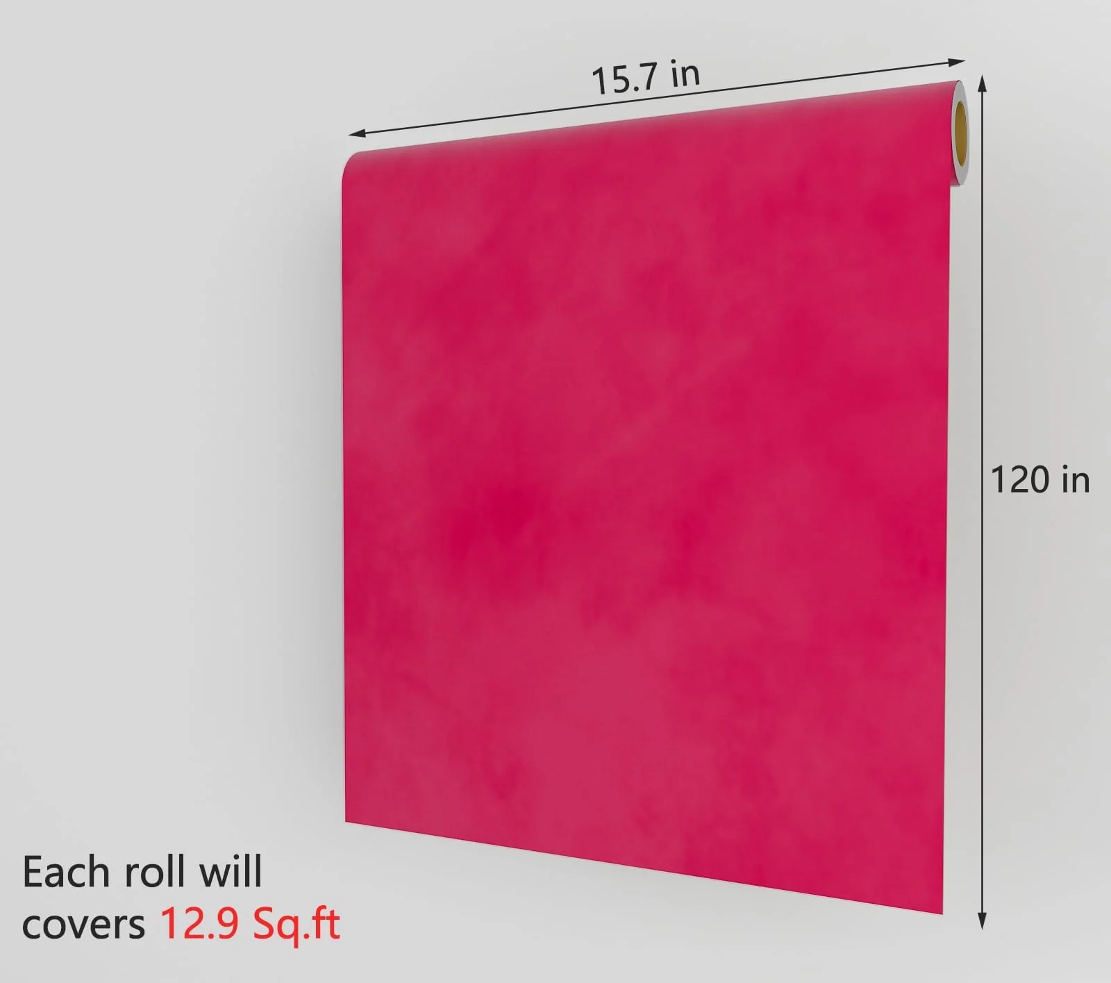 Decotalk Velvet Wallpaper Peel and Stick Pink Velvet Wallpaper Felt Fabric Sheets Adhesive Felt Fabric Wallpaper for Crafts Hot Pink Velvet Wall Paper for Drawer Liner 15.7x120 Inch Velvet Fabric Pink - Image 2