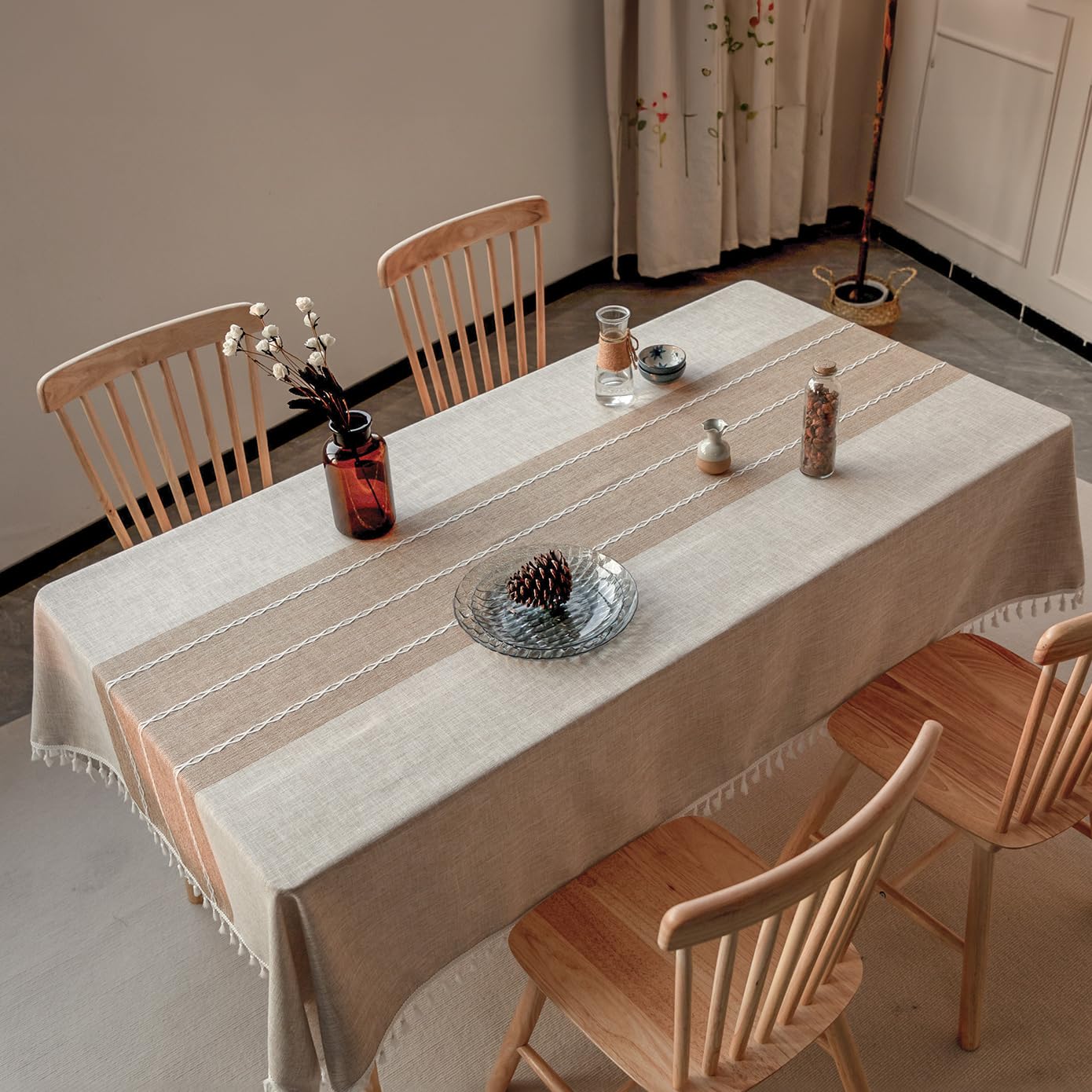 Deep Dream Tablecloths, 55 x 86 Inch Waterproof Table Cloth, Linens Wrinkle Free Anti-Fading, Rustic Table Cover Decoration for Kitchen Dinning Christmas (Rectangle/Oblong,6-8 Seats, Light Coffee) - Image 6