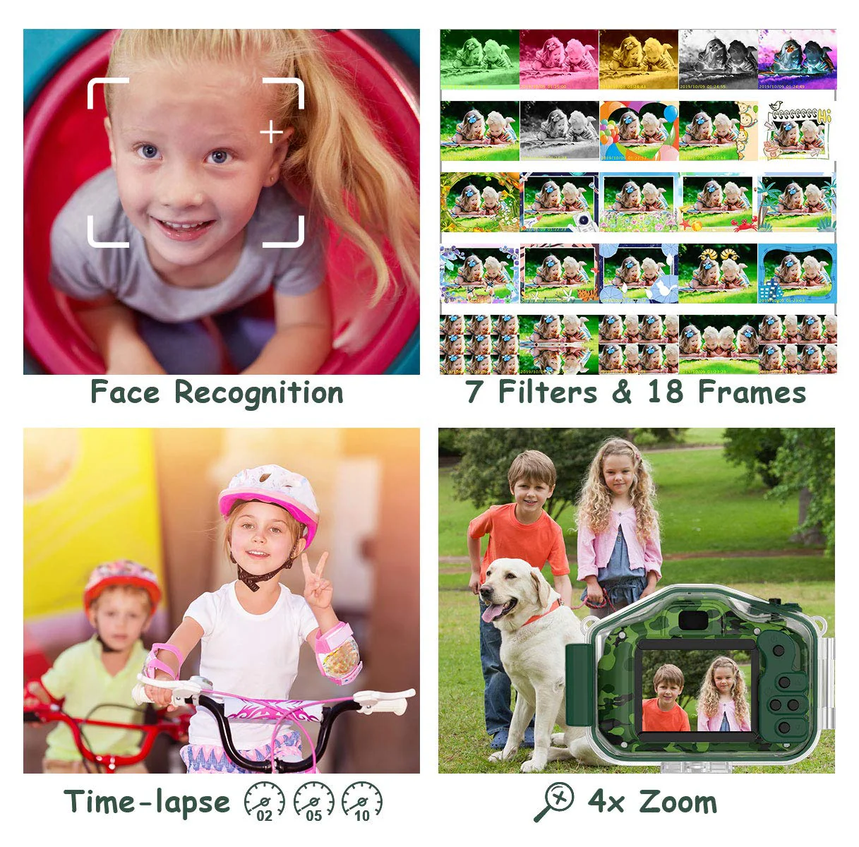 DEKER Waterproof Camera for Kids, Christmas Birthday Gifts for Boys Girls 3-12 Year Old, Mini HD Toddler Digital Video Children Travel Camcorder, 2 Inch IPS Screen with 32GB Card (Green) - Image 4